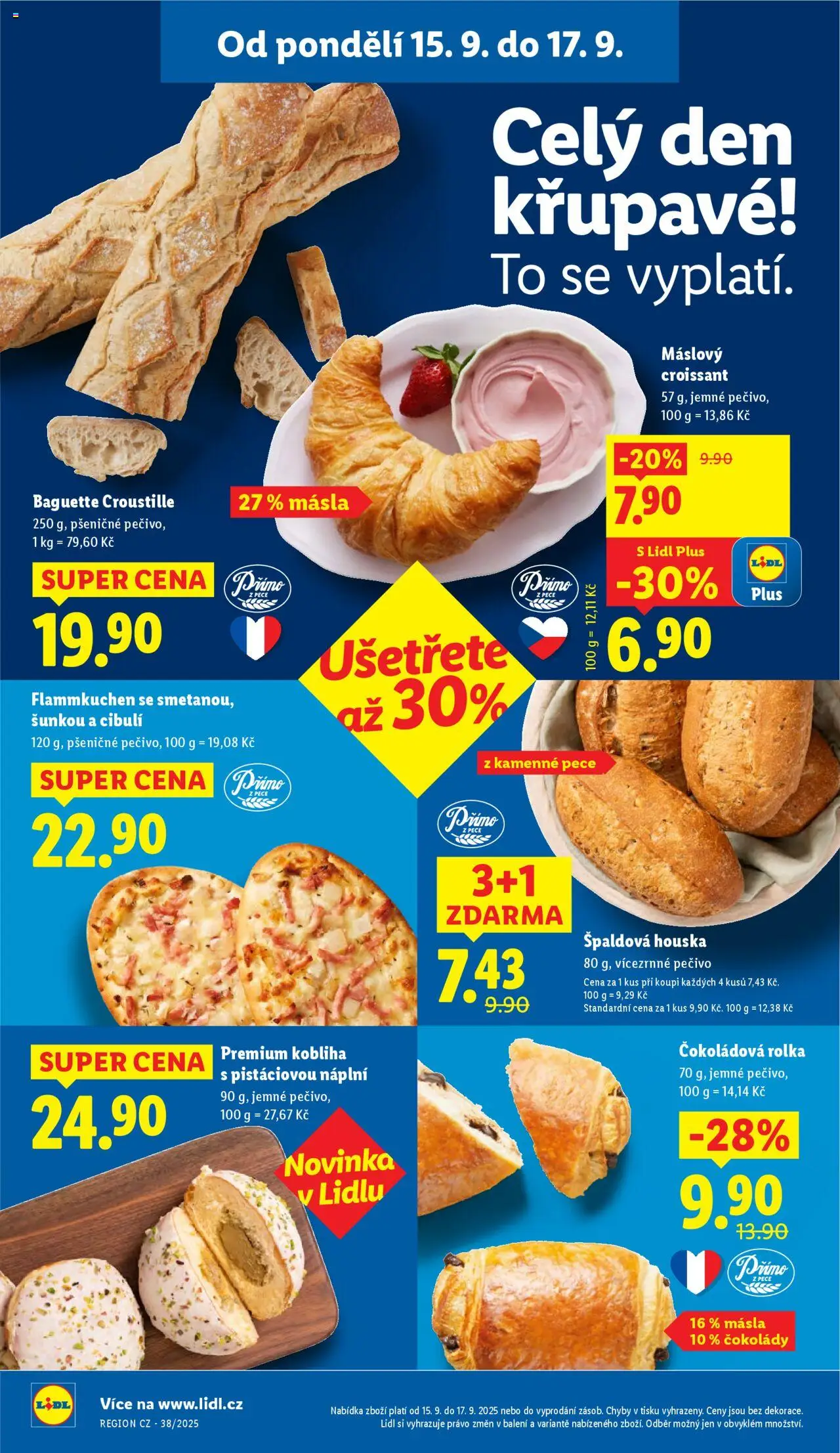 Lidl leták od 15.09.2025 | Strana: 12 | Produkty: Donut, Čokoládová rolka, Pečivo, Croissant