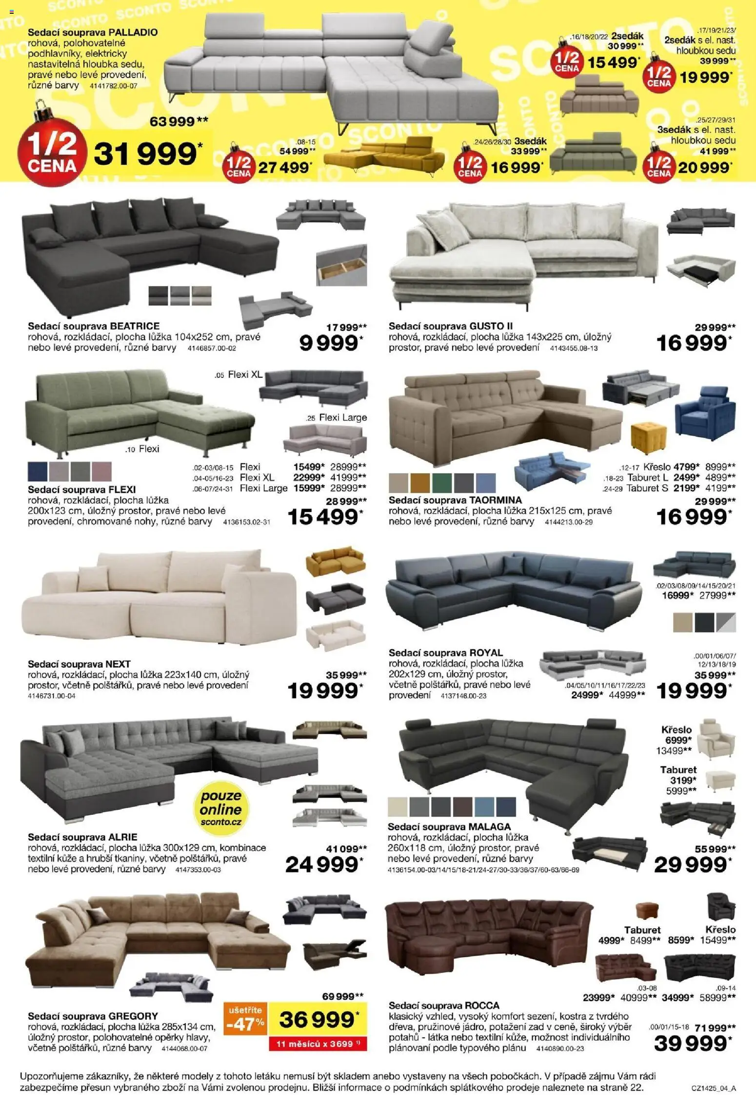 Sconto nábytek leták od 05.11.2025 | Strana: 4 | Produkty: Taburet, Křeslo, Modely, Barvy