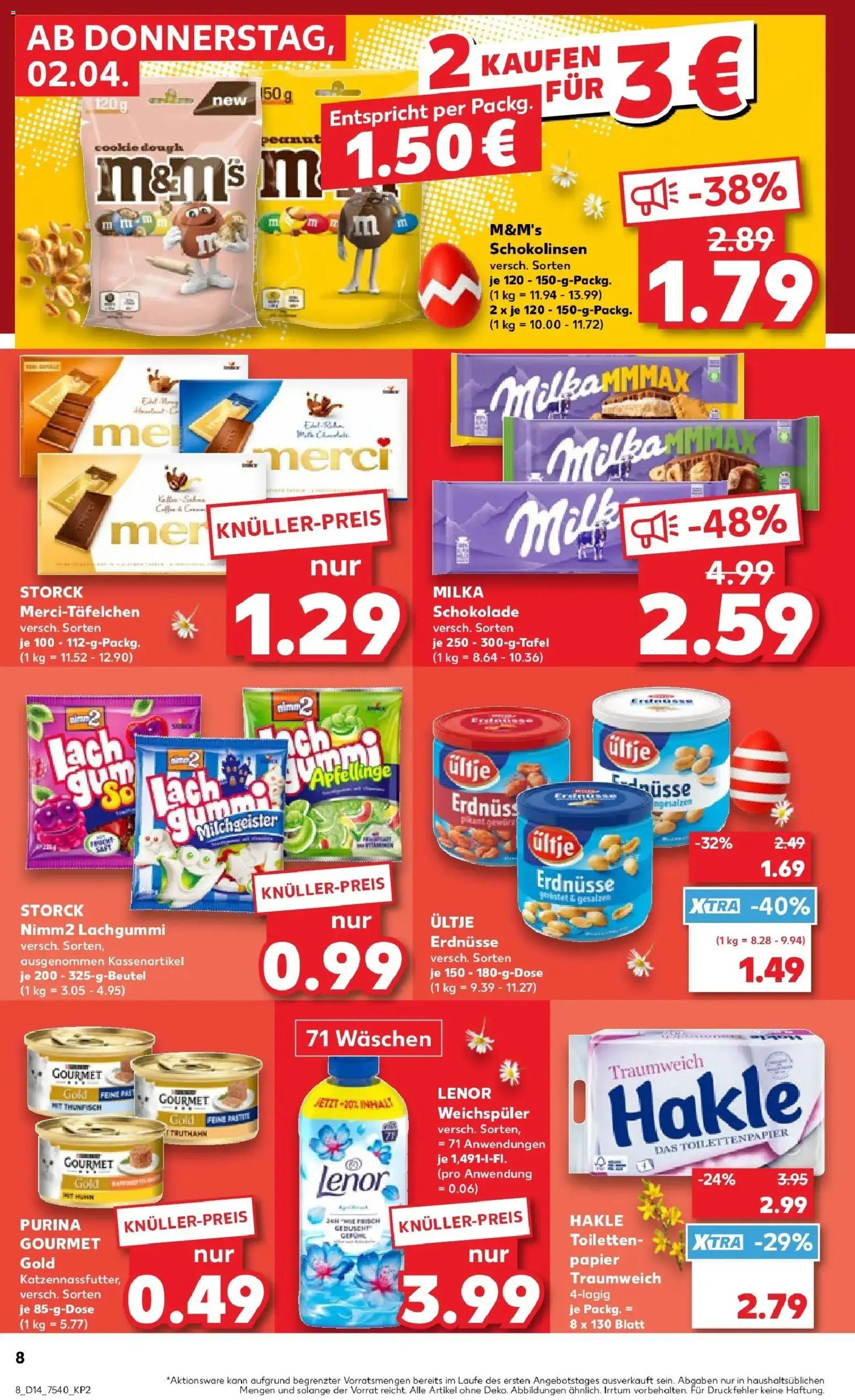 Kaufland Prospekt Arnstadt	 – gültig ab 30.03.2026 | Seite: 22 | Produkte: Merci, Ultje erdnusse, Milka schokolade, Toilettenpapier
