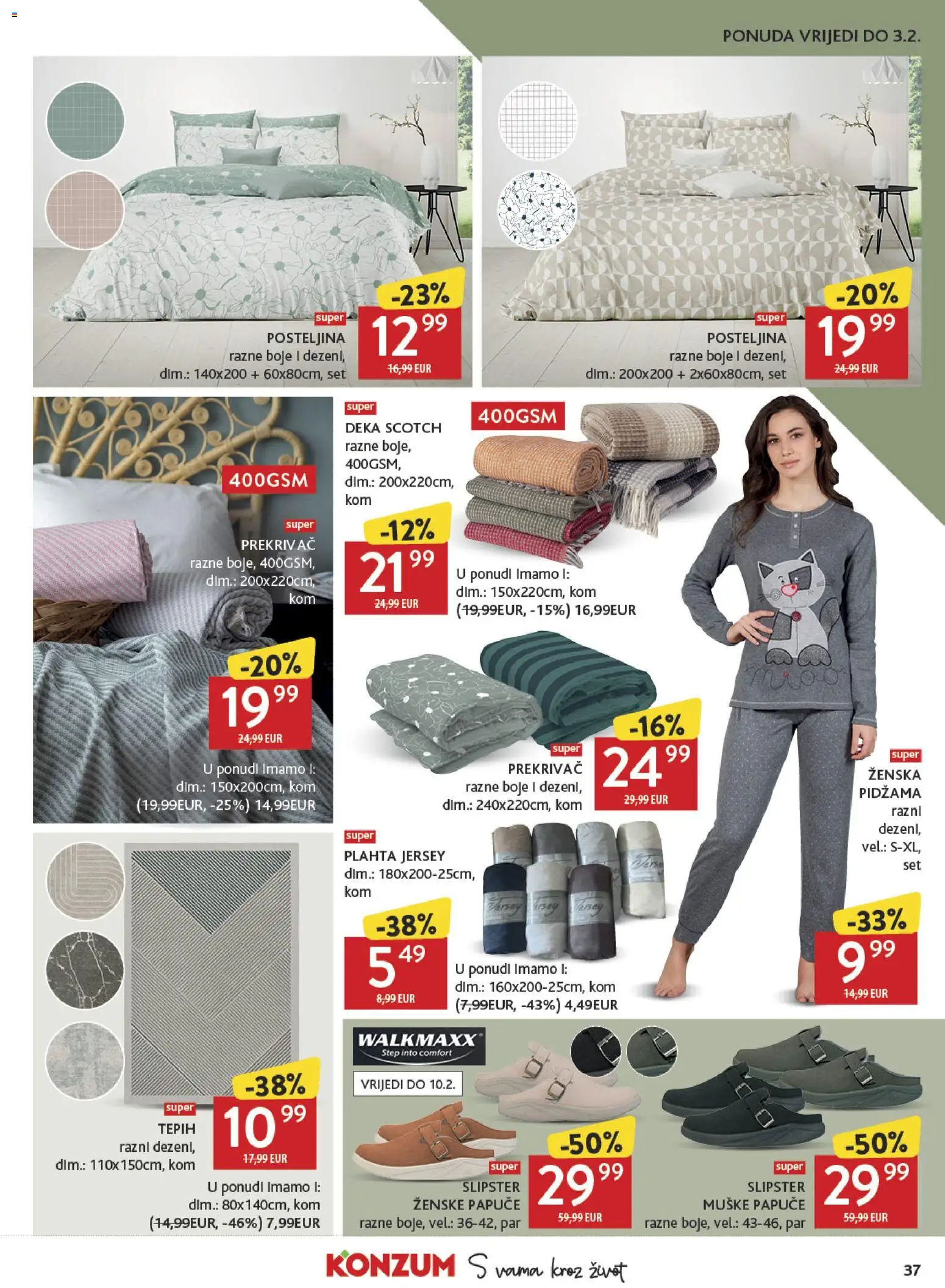 Konzum katalog | vrijedi od 21.01.2026 | Stranica: 37 | Proizvodi: Tepih, Posteljina, Papuče, Deka