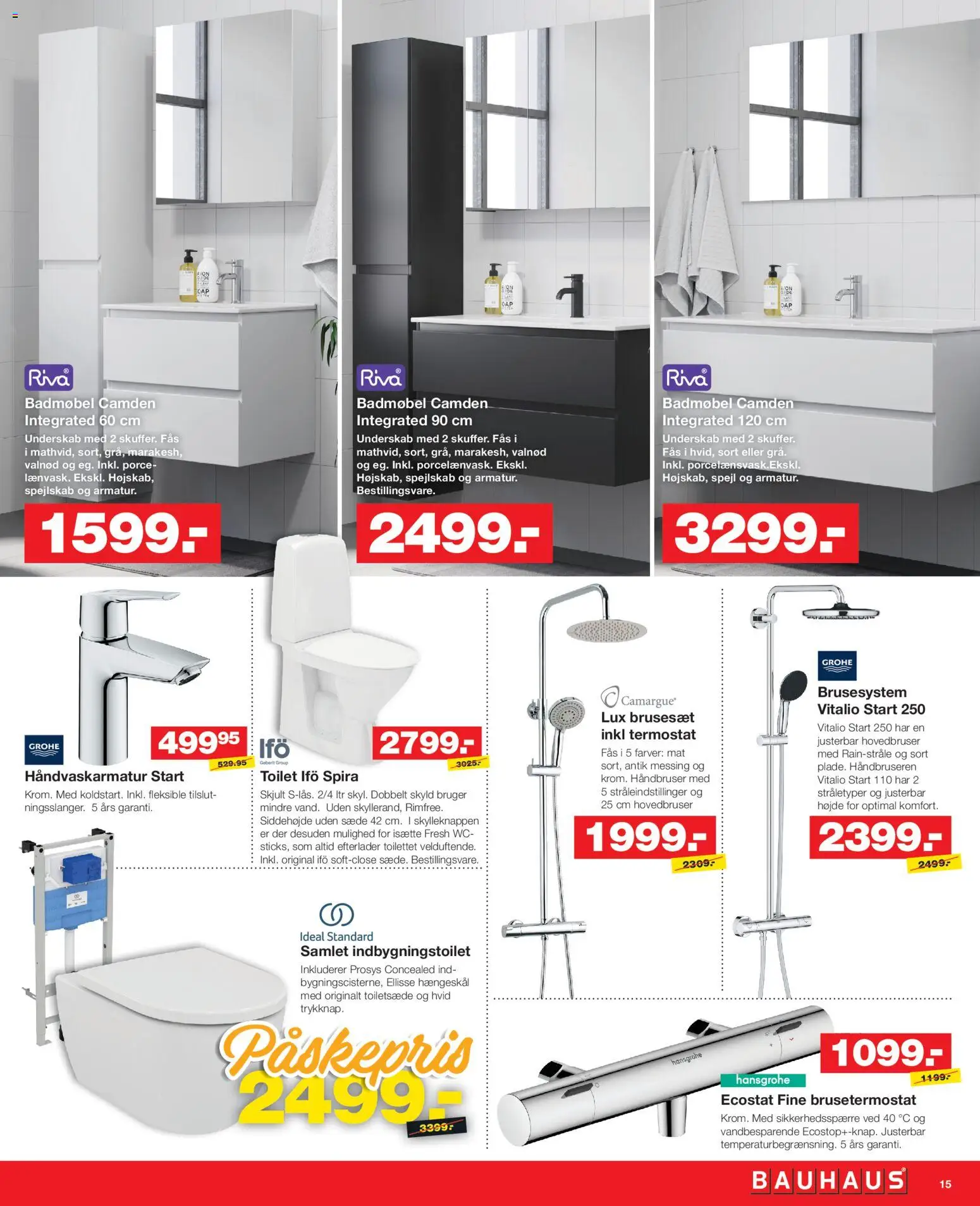 Bauhaus tilbudsavis – gyldig fra 27.03.2026 | Side: 15 | Produkter: Toilet, Spejl, Søm