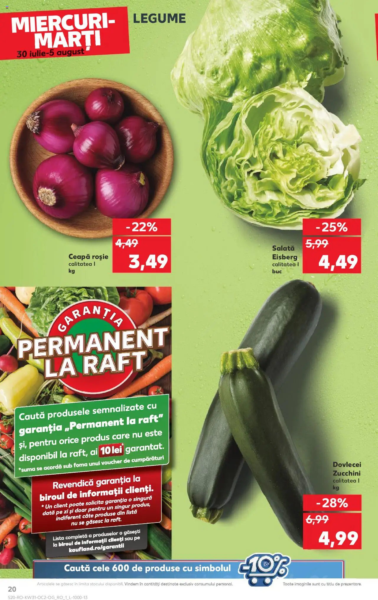 Kaufland RO akciós ujság - amely érvényes a következő dátumtól: 30.07.2025 | Oldal: 20 | Termékek: Saláta