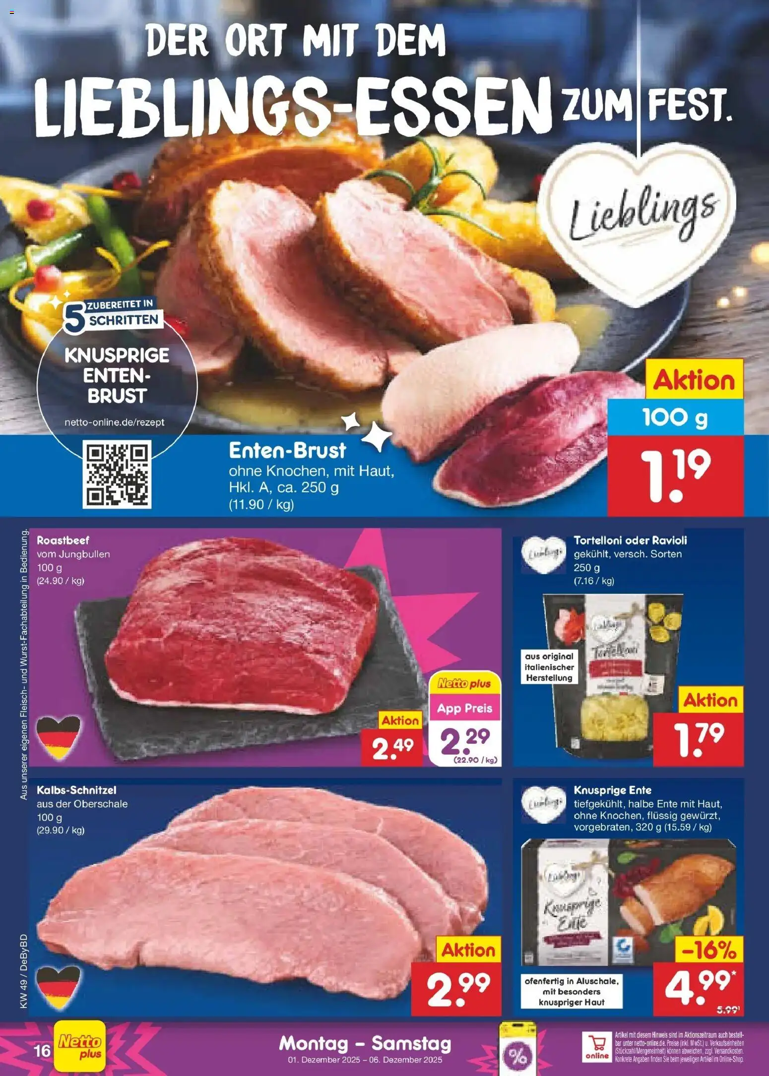 Netto Marken-Discount prospekt Buttenwiesen	 – gültig ab 01.12.2025 | Seite: 18 | Produkte: Roastbeef, Fleisch, Ente