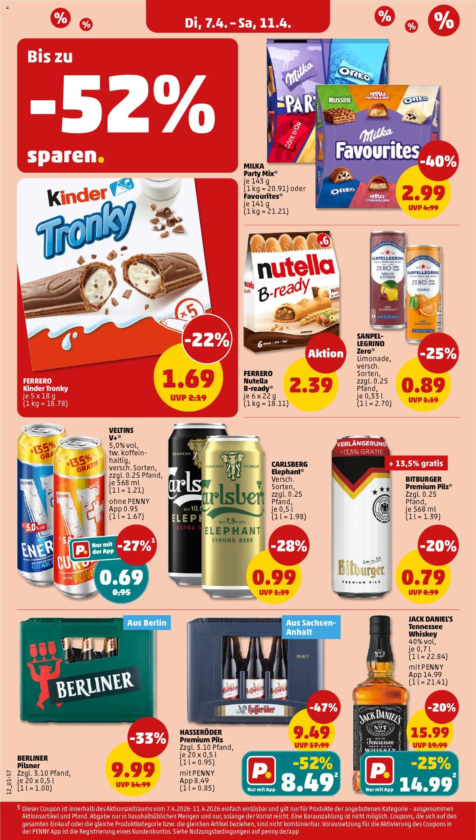 Penny Prospekt 	 – gültig ab 07.04.2026 | Seite: 12 | Produkte: Carlsberg, Nutella, Veltins, Berliner pilsner