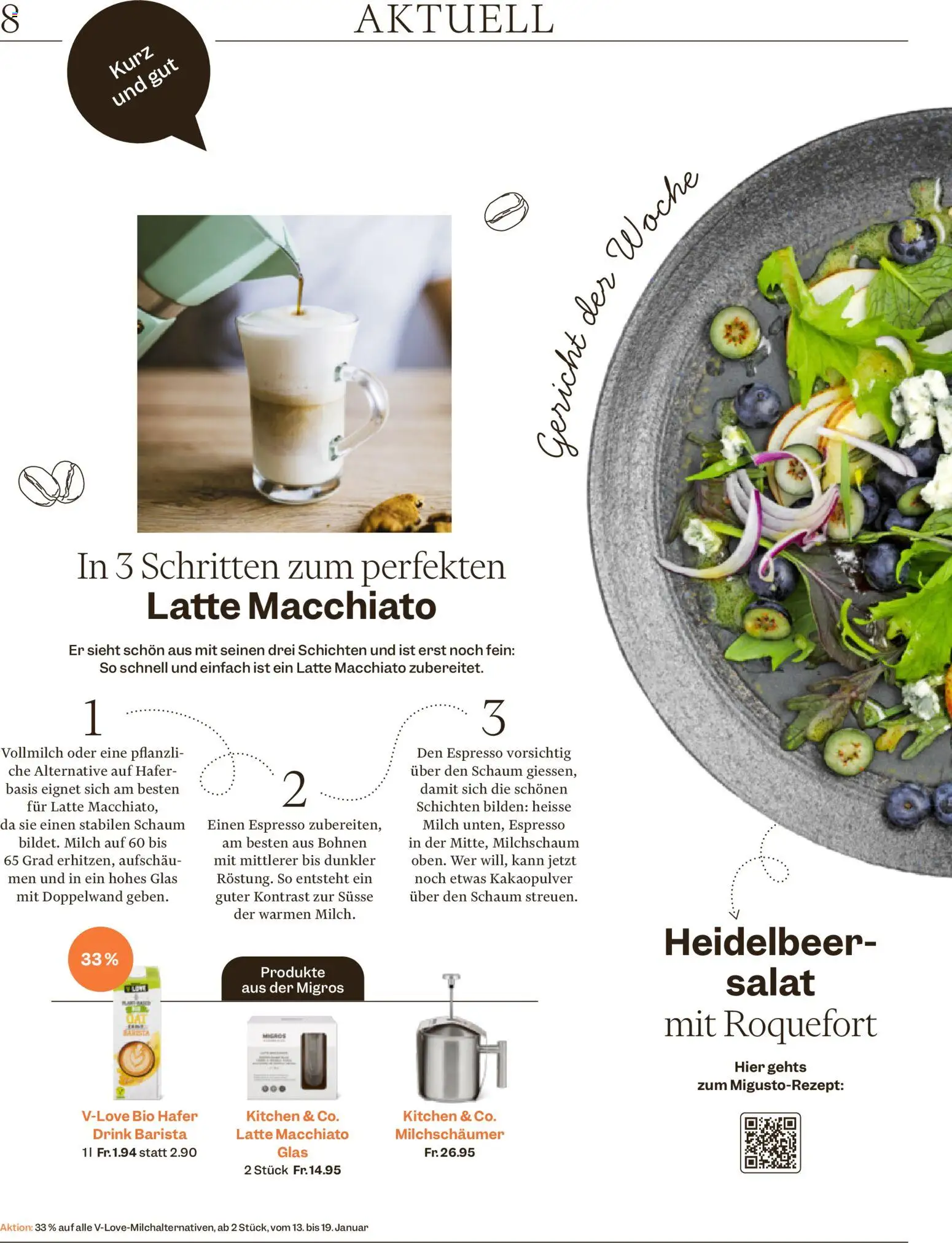 Migros Magazin – gültig ab 12.01.2026 | Seite: 8 | Produkte: Bilden, Milch, Salat