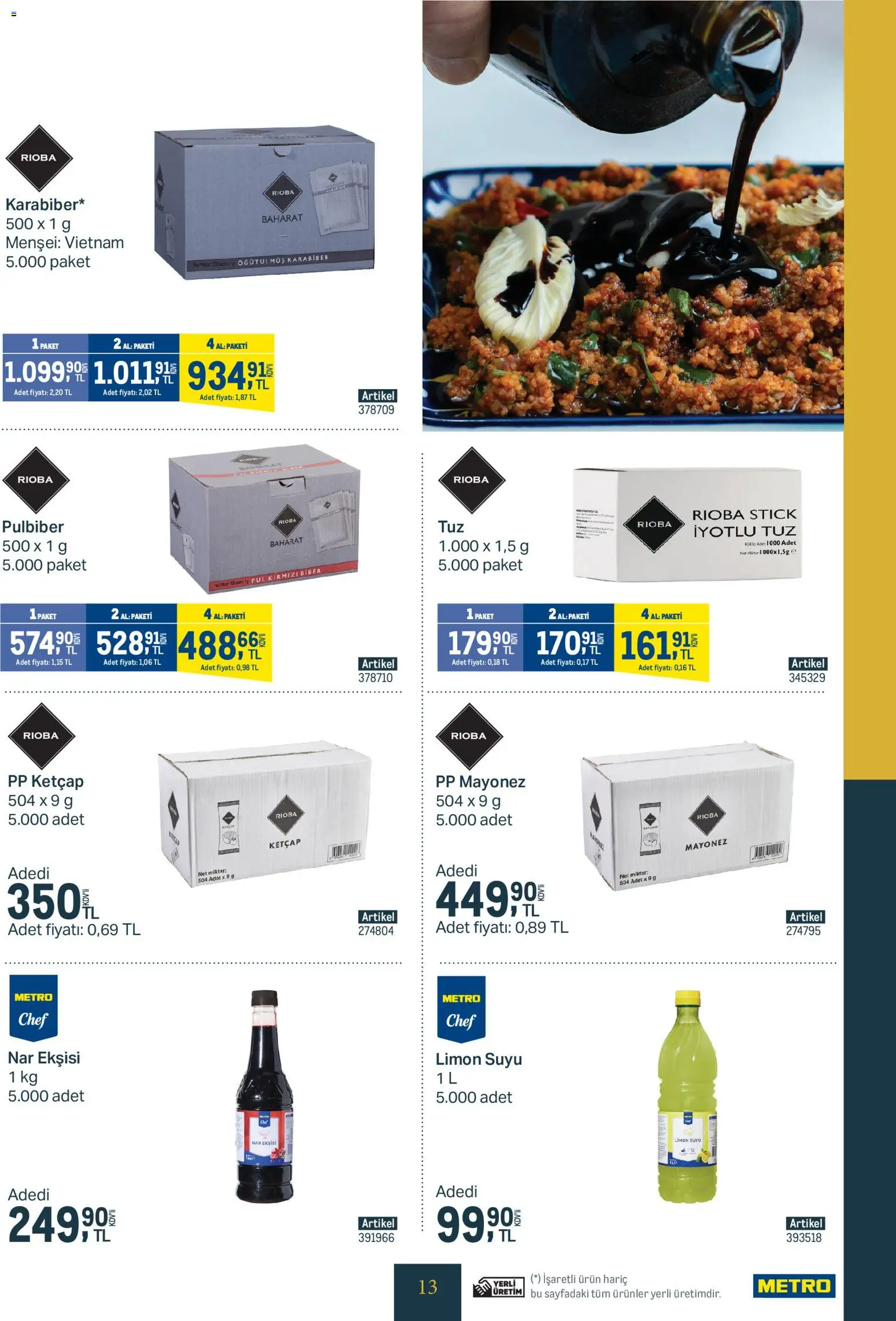 Metro - Kurum ve İşletme Mutfakları - 28.01.2026 tarihinden itibaren geçerlidir | Sayfa: 13 | Ürünler: Nar ekşisi, Baharat, Tuz, Nar