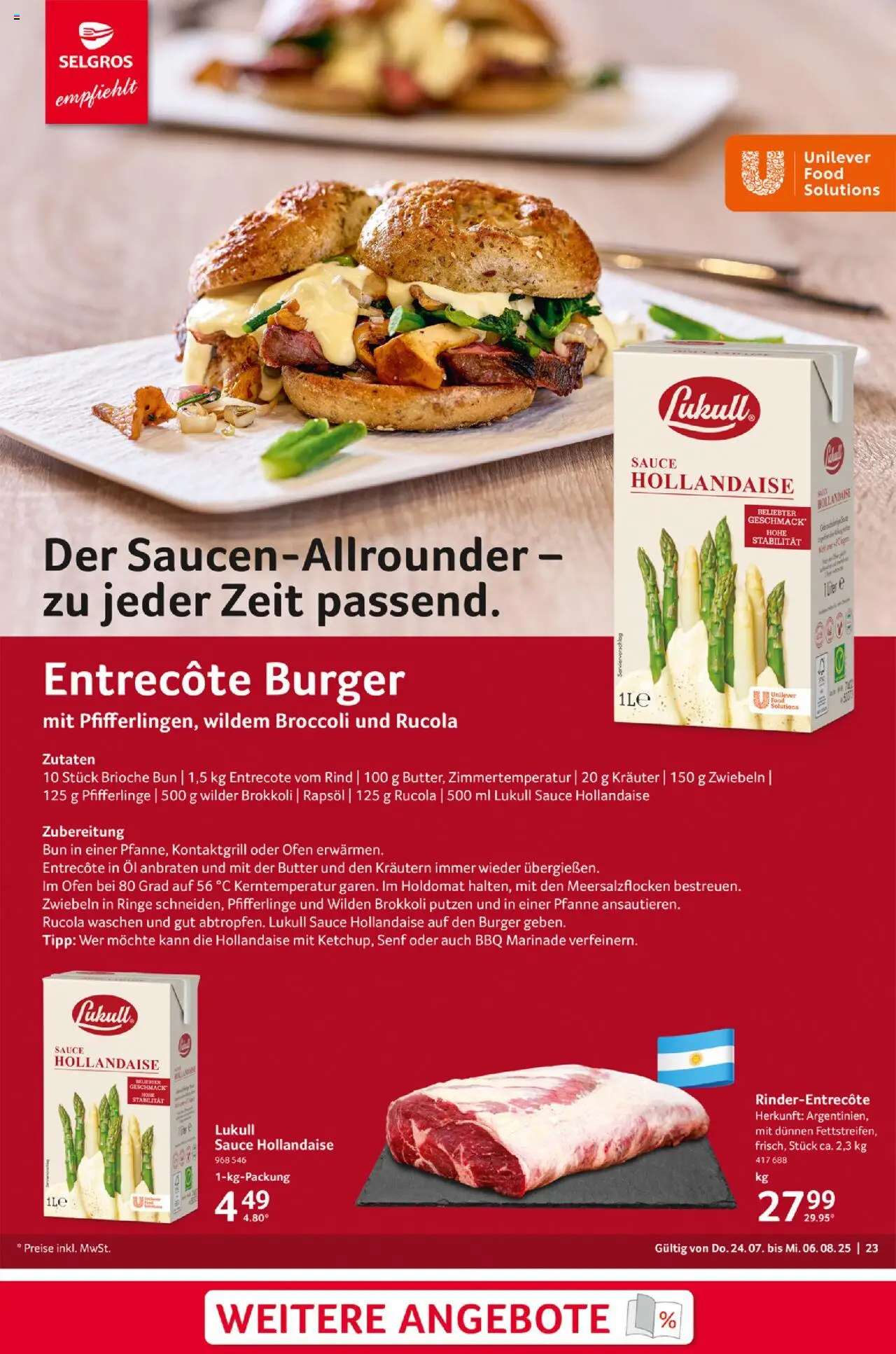 Selgros  Gastro - gültig ab dem 24.07.2025 | Seite: 23 | Produkte: Butter, Öl, Entrecote, Brokkoli
