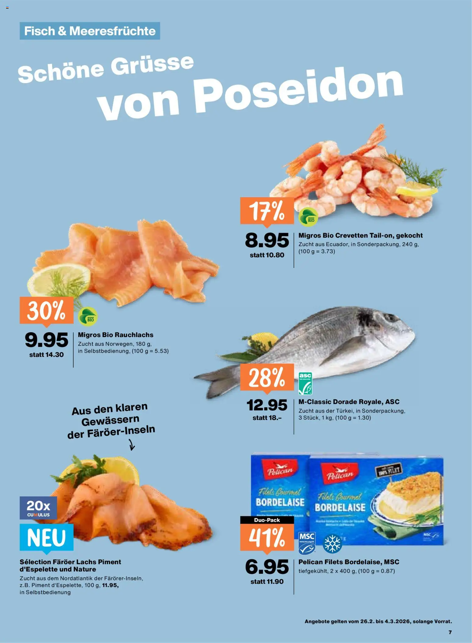 Migros Aktionen – gültig ab 26.02.2026 | Seite: 7 | Produkte: Lachs, Fisch, Meeresfrüchte