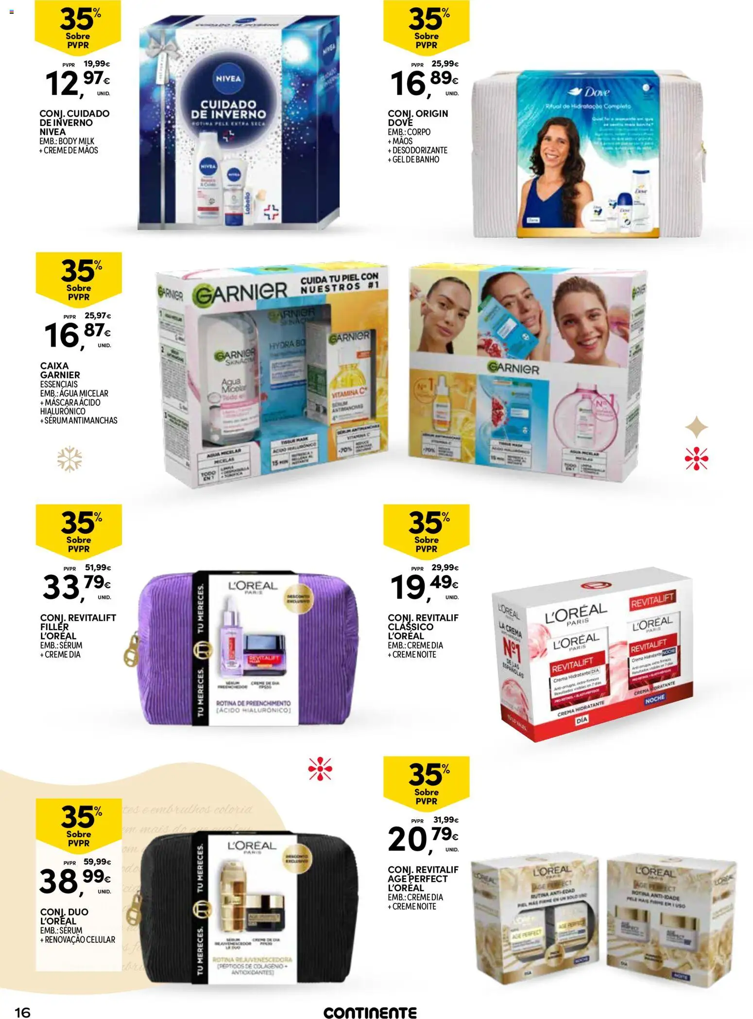 Continente - Açores │ válido de 18.11.2025 | Página: 16 | Produtos: Agua, Gel de banho, Desodorizante, Caixa