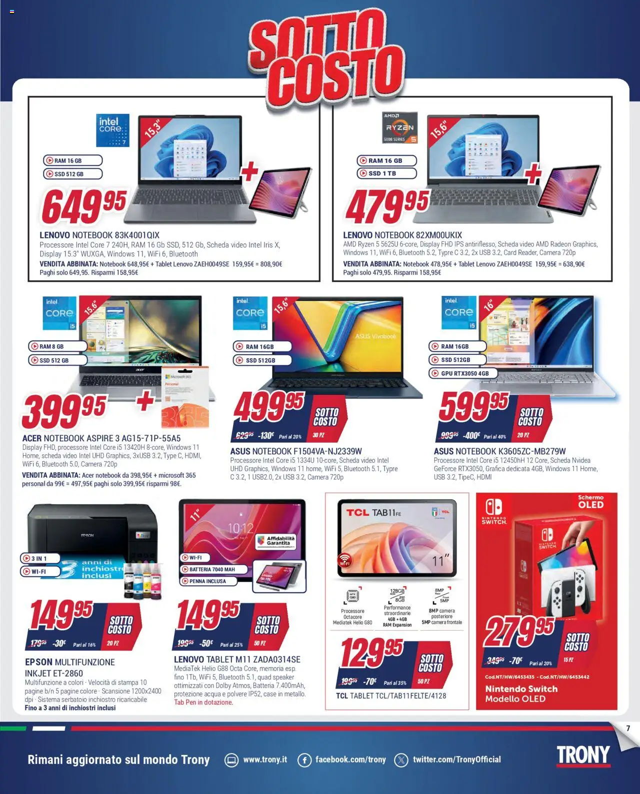 Volantino Trony del 03.09.2025 | Pagina: 7 | Prodotti: Schermo, Notebook, Acqua, Video