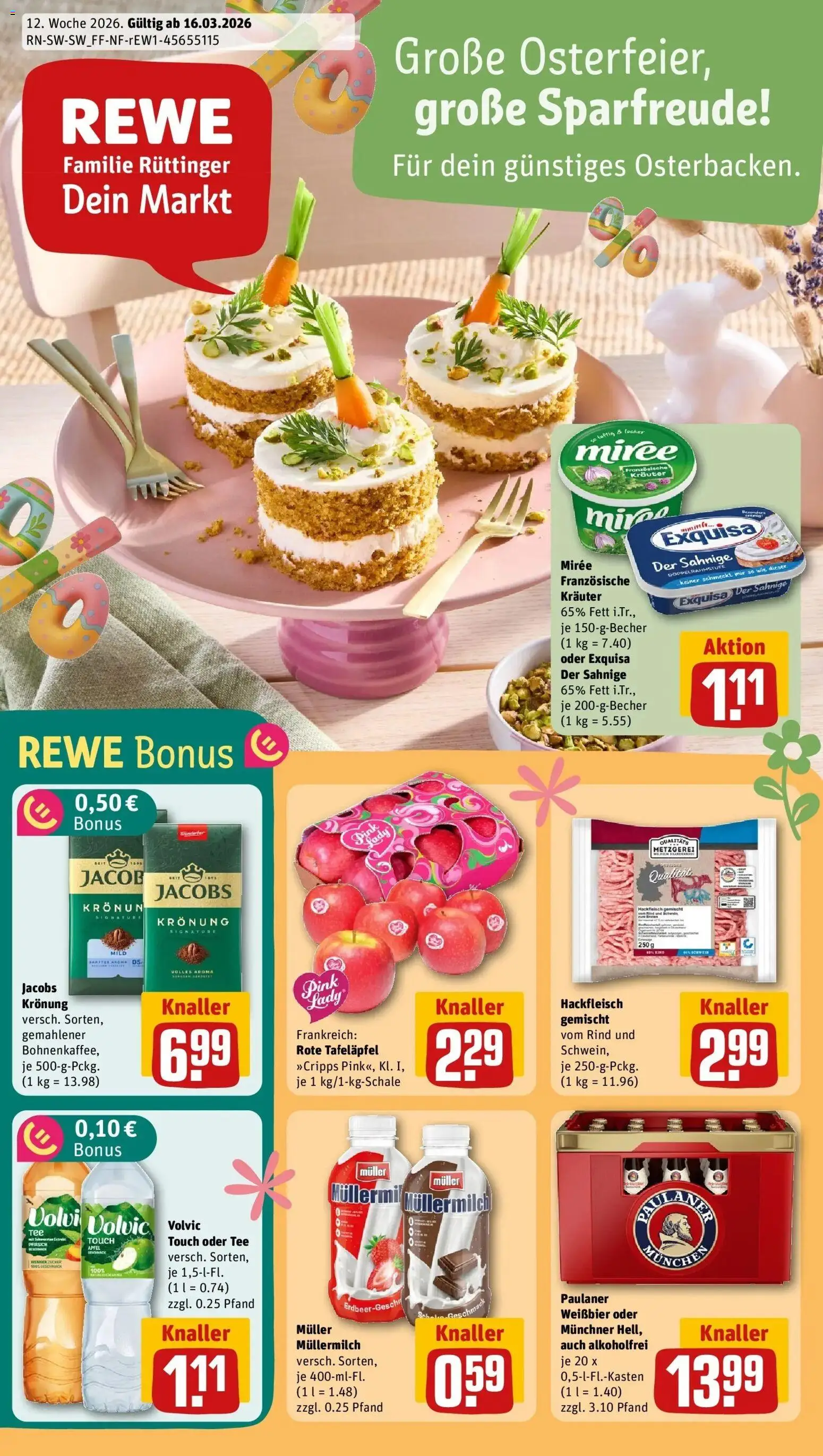 Rewe Prospekt Sinsheim	 – gültig ab 15.03.2026 | Seite: 1 | Produkte: Äpfel, Exquisa, Muller mullermilch, Hackfleisch