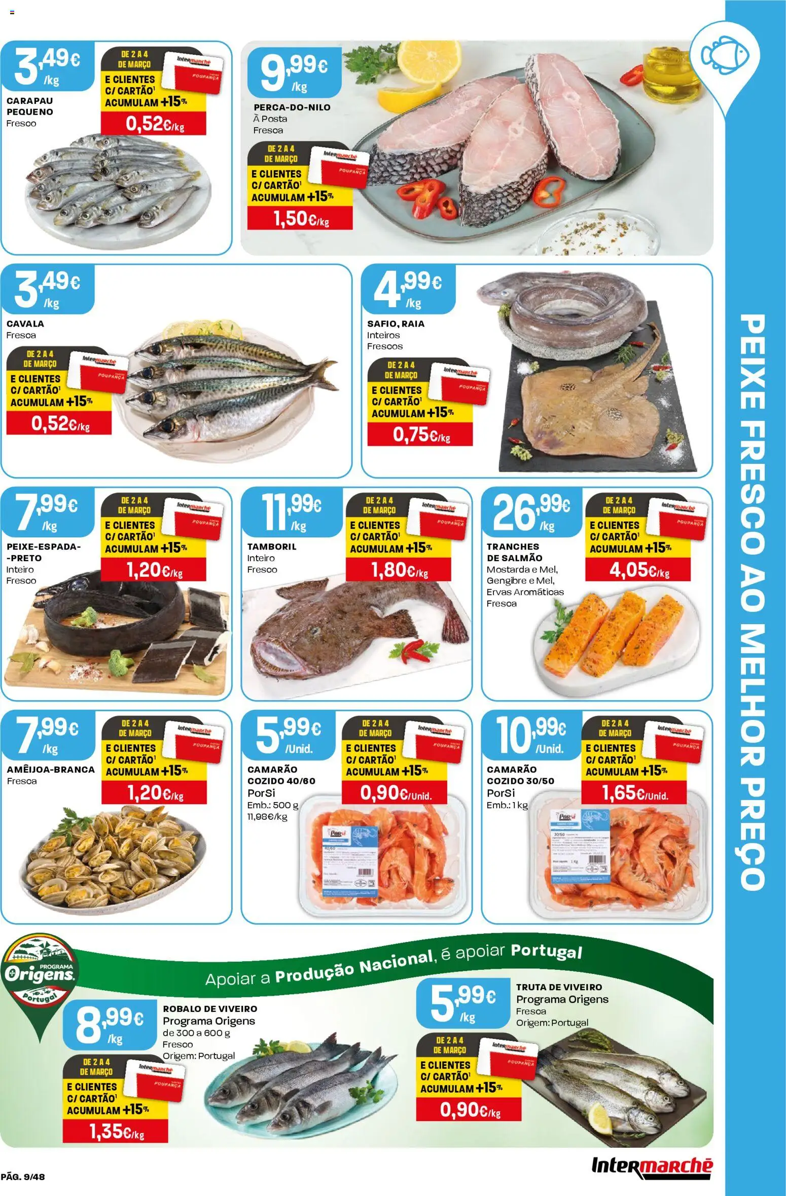Intermarché folheto │ válido de 26.02.2026 | Página: 9 | Produtos: Camarão, Salmão, Tamboril, Truta