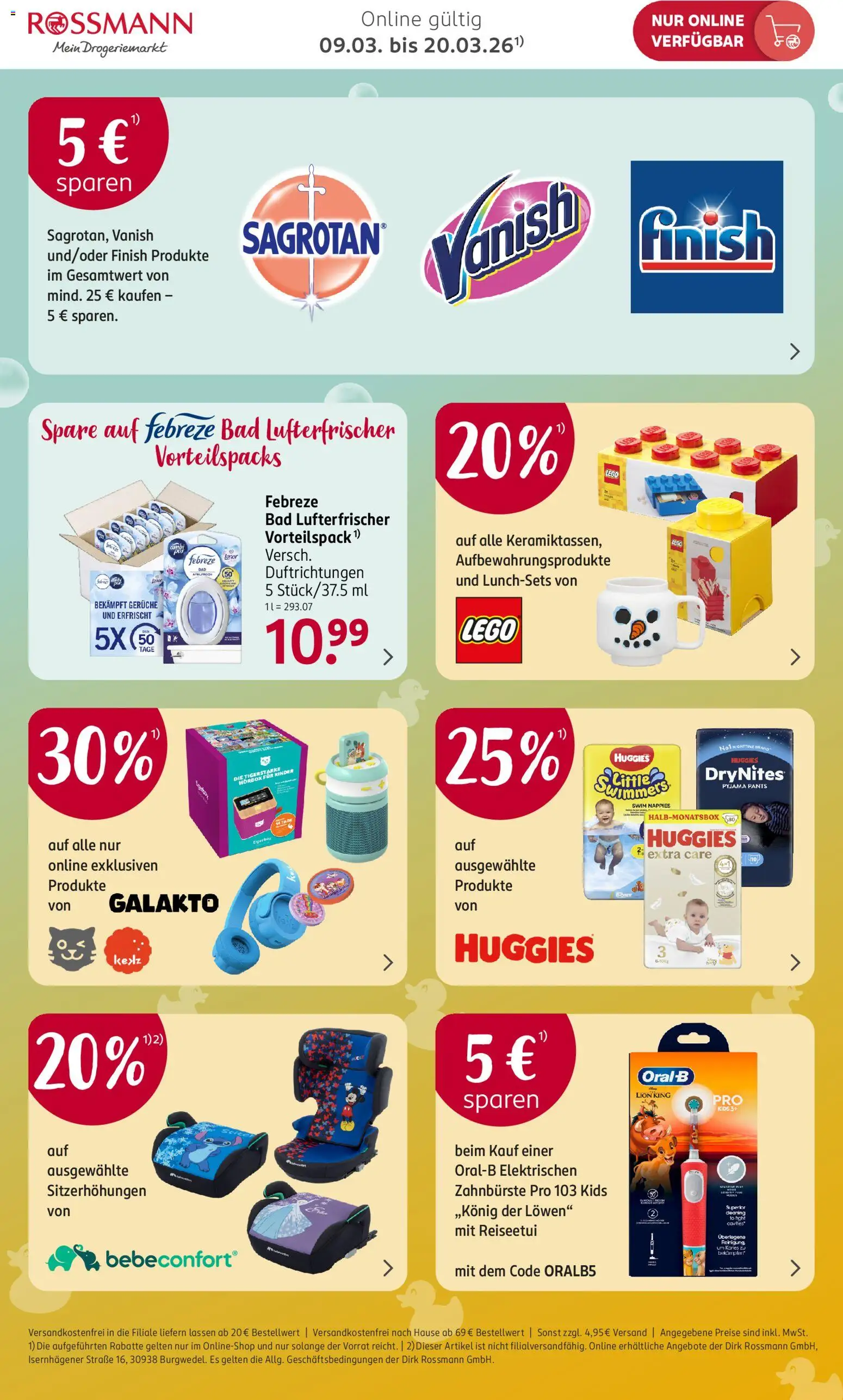 Rossmann Onlineprospekt – gültig ab 09.03.2026 | Seite: 2 | Produkte: Lenor, Finish, Zahnbürste, Pyjama