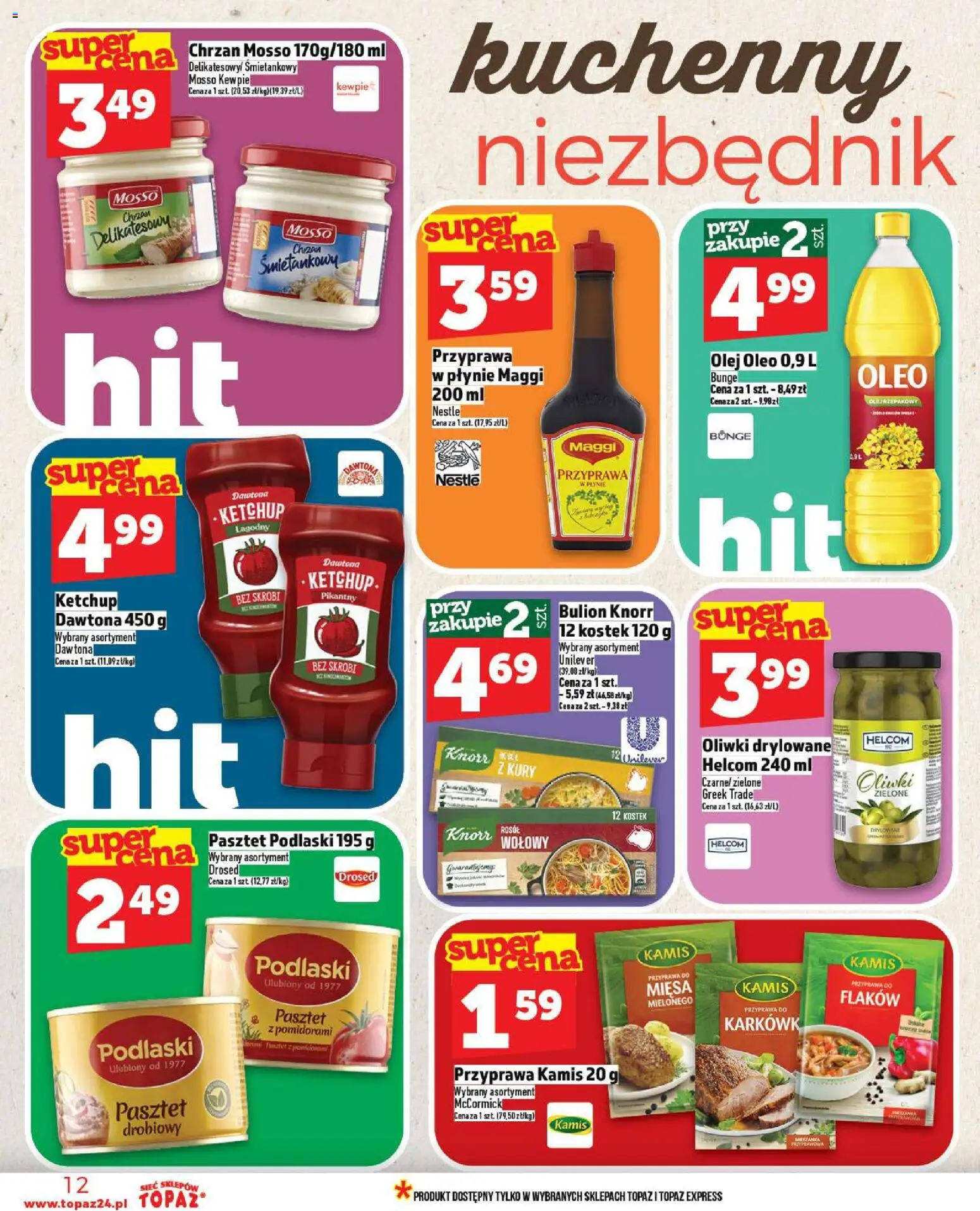 Topaz Gazetka od 30.10.2025 | Strona: 12 | Produkty: Ketchup, Chrzan, Olej