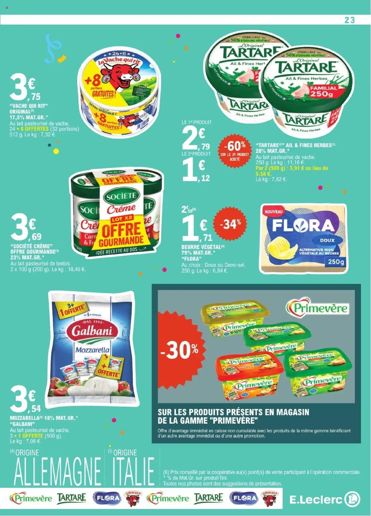  | Page: 23 | Produits: Mozzarella, Lait, Beurre, Crème