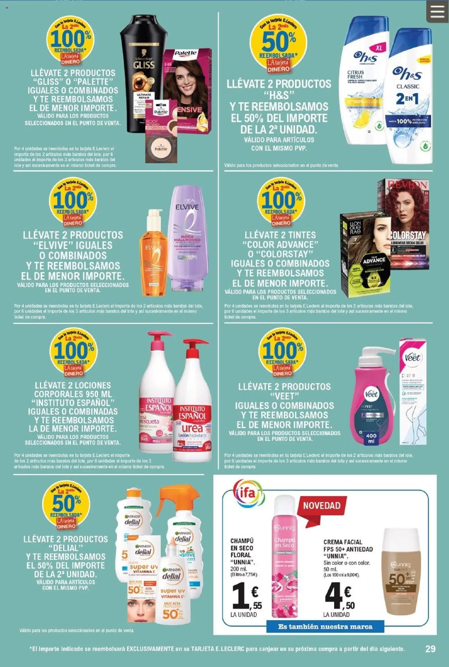 E.Leclerc folleto │ válido desde el 25.03.2026 | Página: 29 | Productos: Champú, Crema facial, Crema, Té