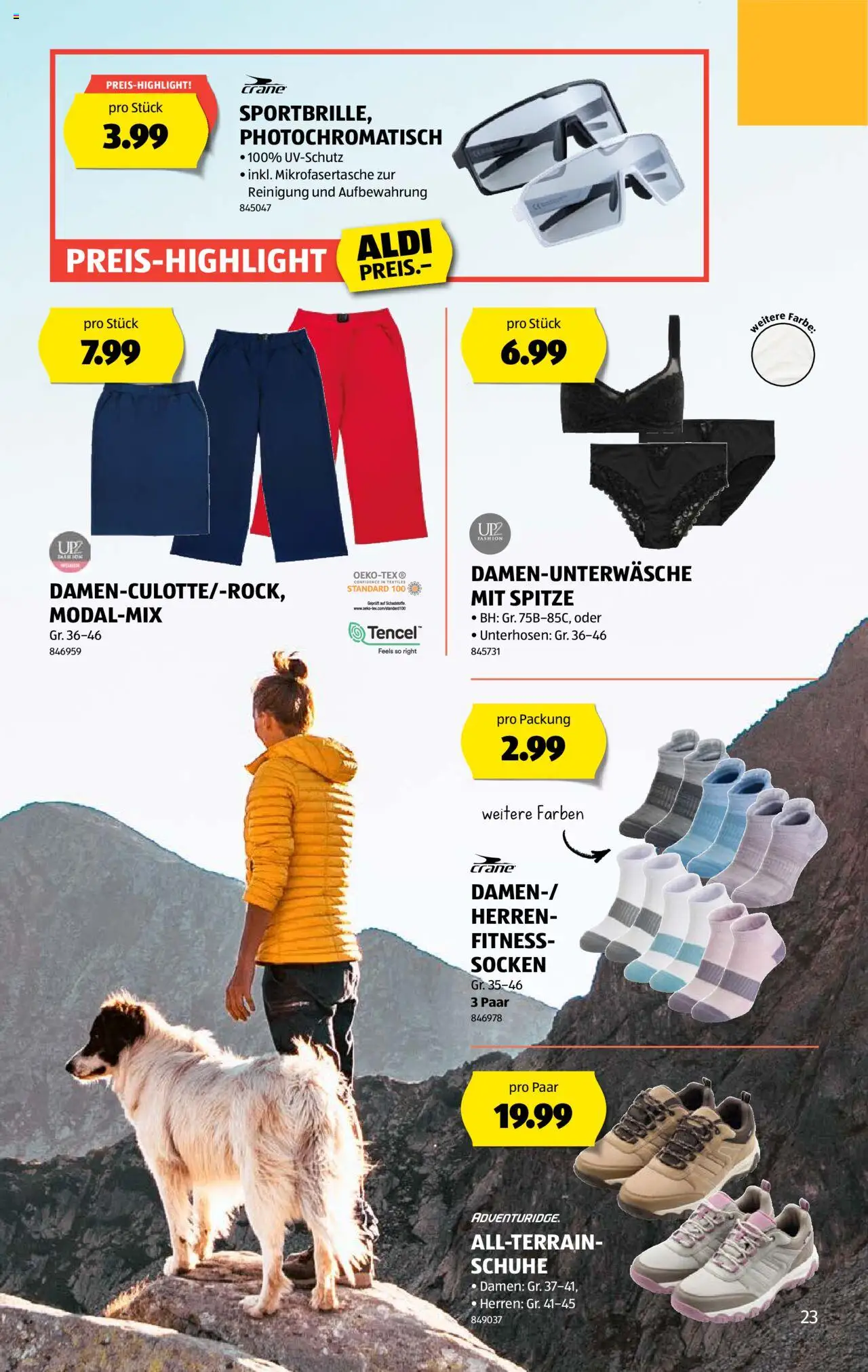 Aldi Aktionen ab 07.08.2025 | Seite: 23 | Produkte: Unterhosen, Bh, Socken