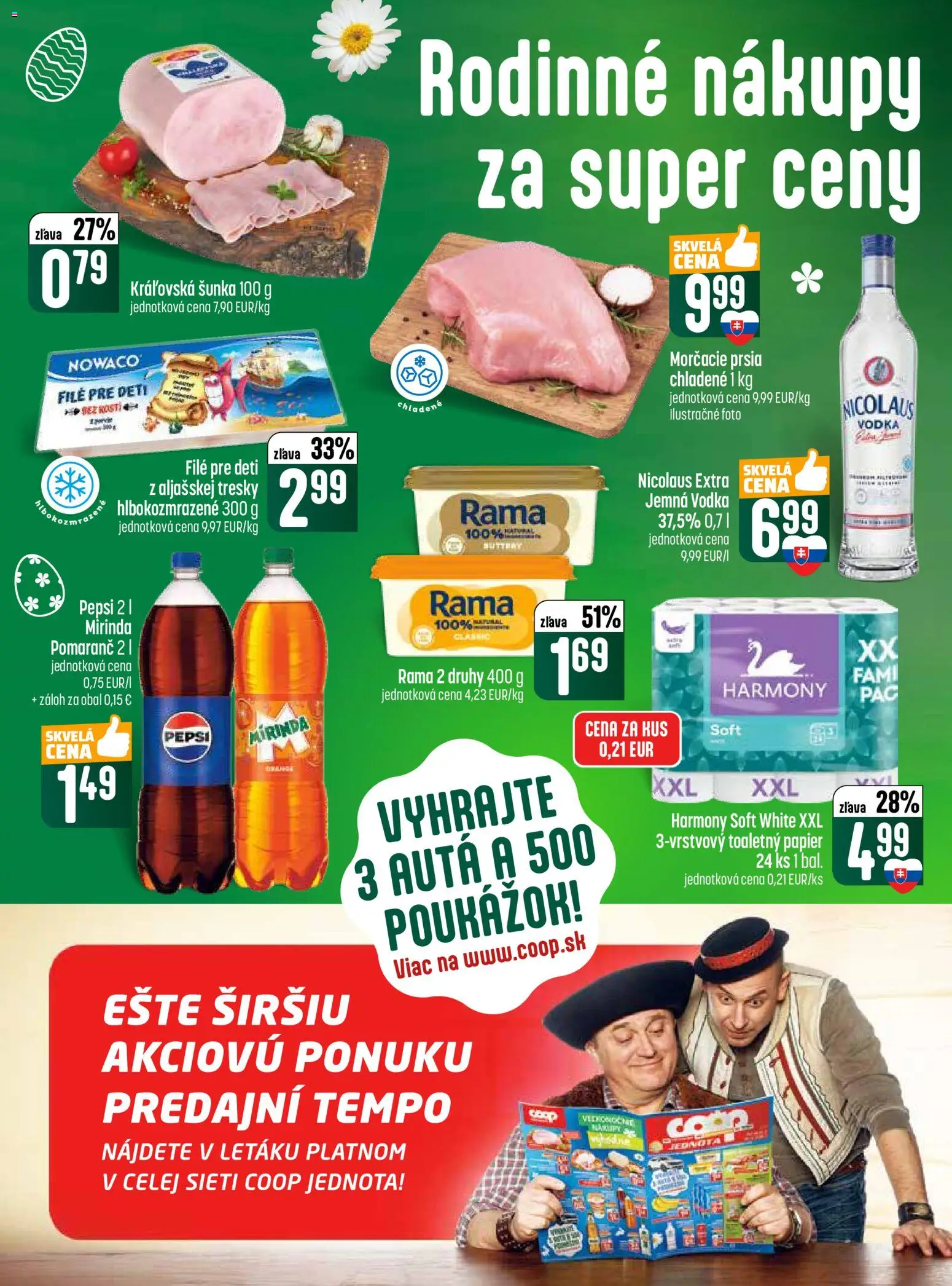Nové COOP Jednota akcie – leták je platný od 26.03.2026 | Strana: 24 | Produkty: Šunka, Toaletný papier, Pepsi, Rama