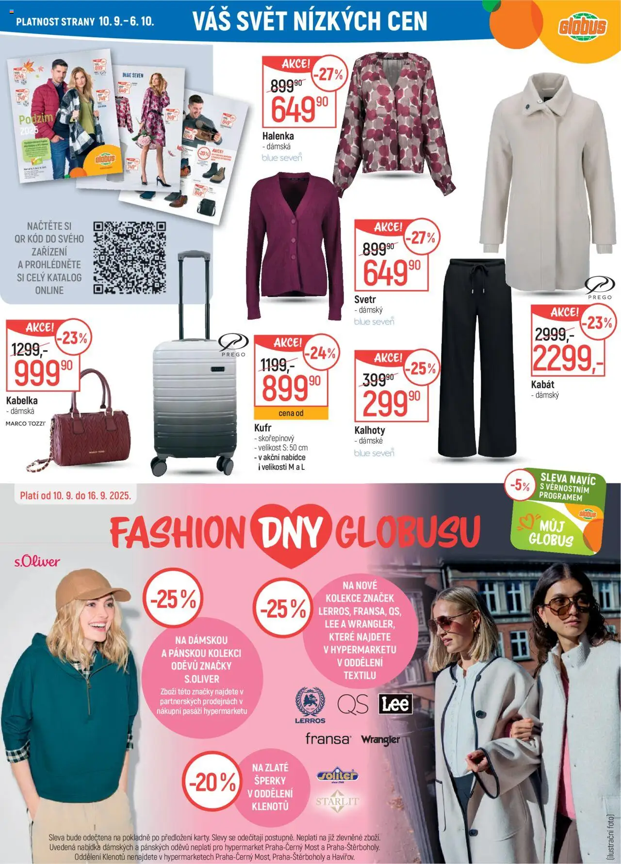 Globus leták - Praha Černý Most od 10.09.2025 | Strana: 27 | Produkty: Halenka, Kalhoty, Šperky, Kufr