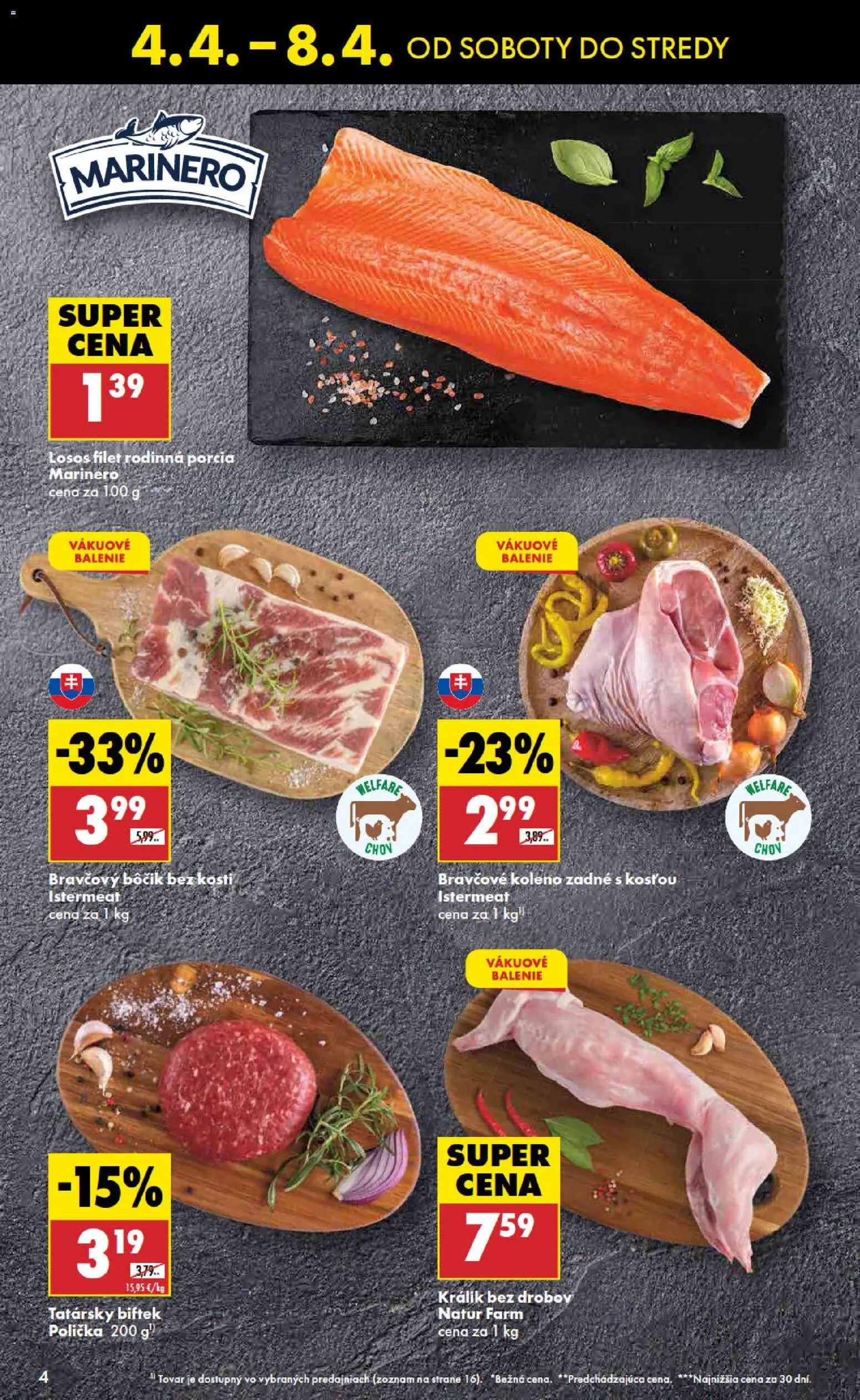 Nové Biedronka akcie – leták je platný od 04.04.2026 | Strana: 4 | Produkty: Bravčové koleno, Losos