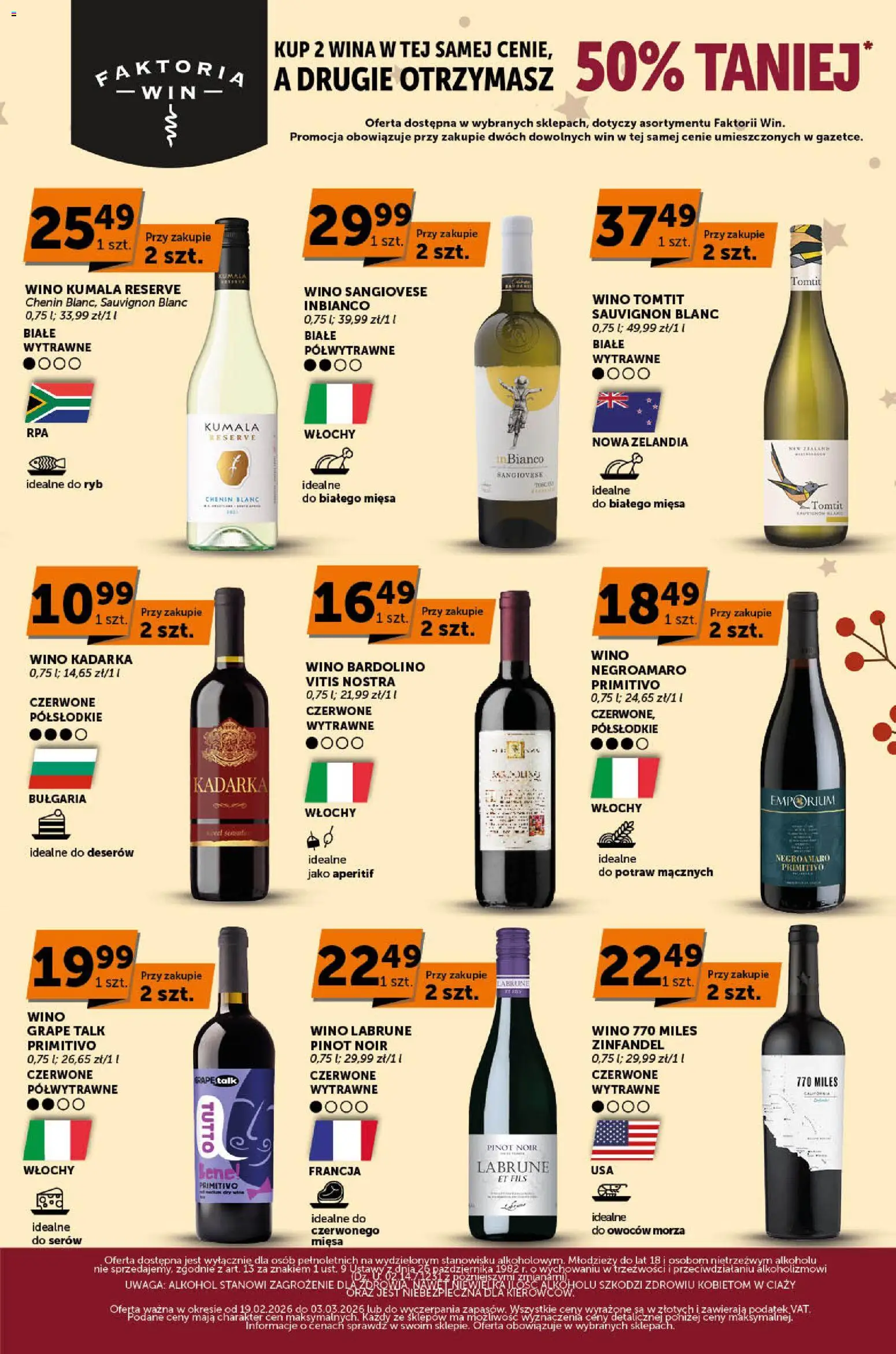 Euro Sklep Gazetka - Faktoria win od 19.02.2026 | Strona: 3 | Produkty: Wino Kadarka, Wino, Alkohol