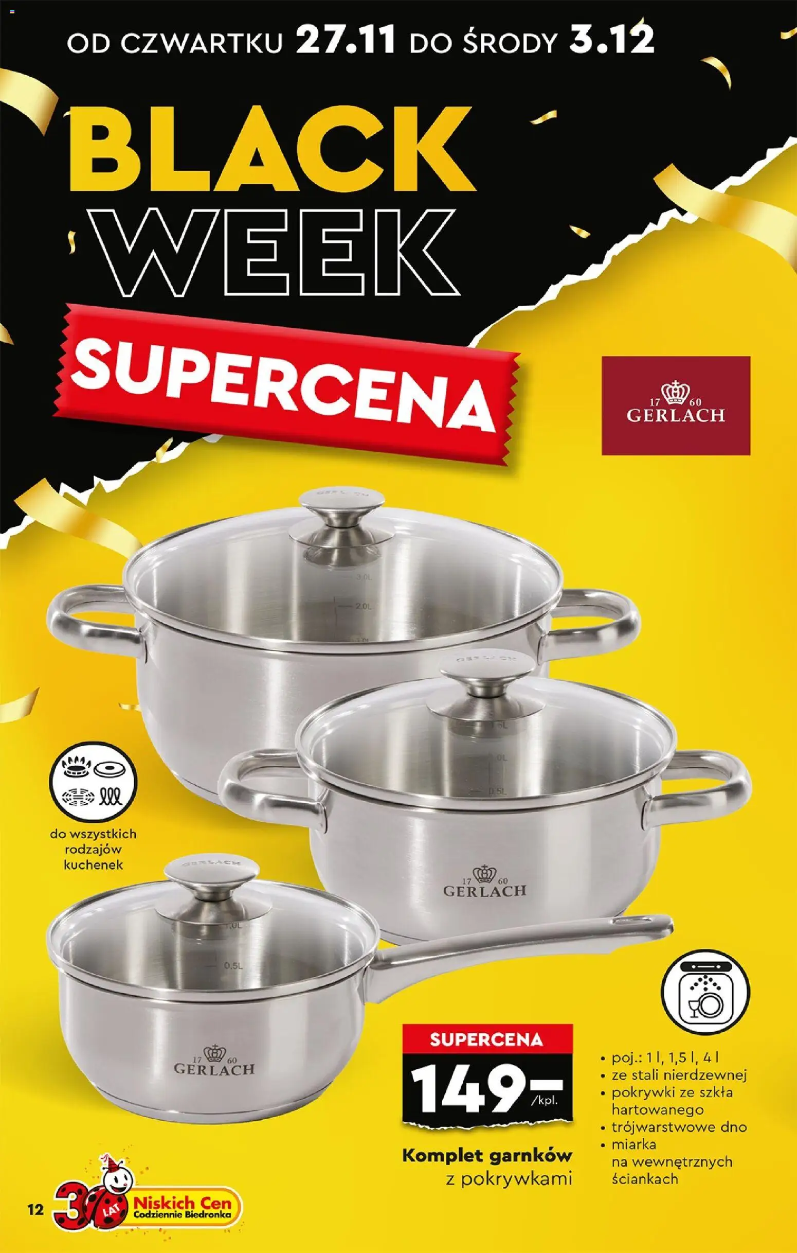 Biedronka Black Friday od 24.11.2025 | Strona: 14 | Produkty: Komplet garnków