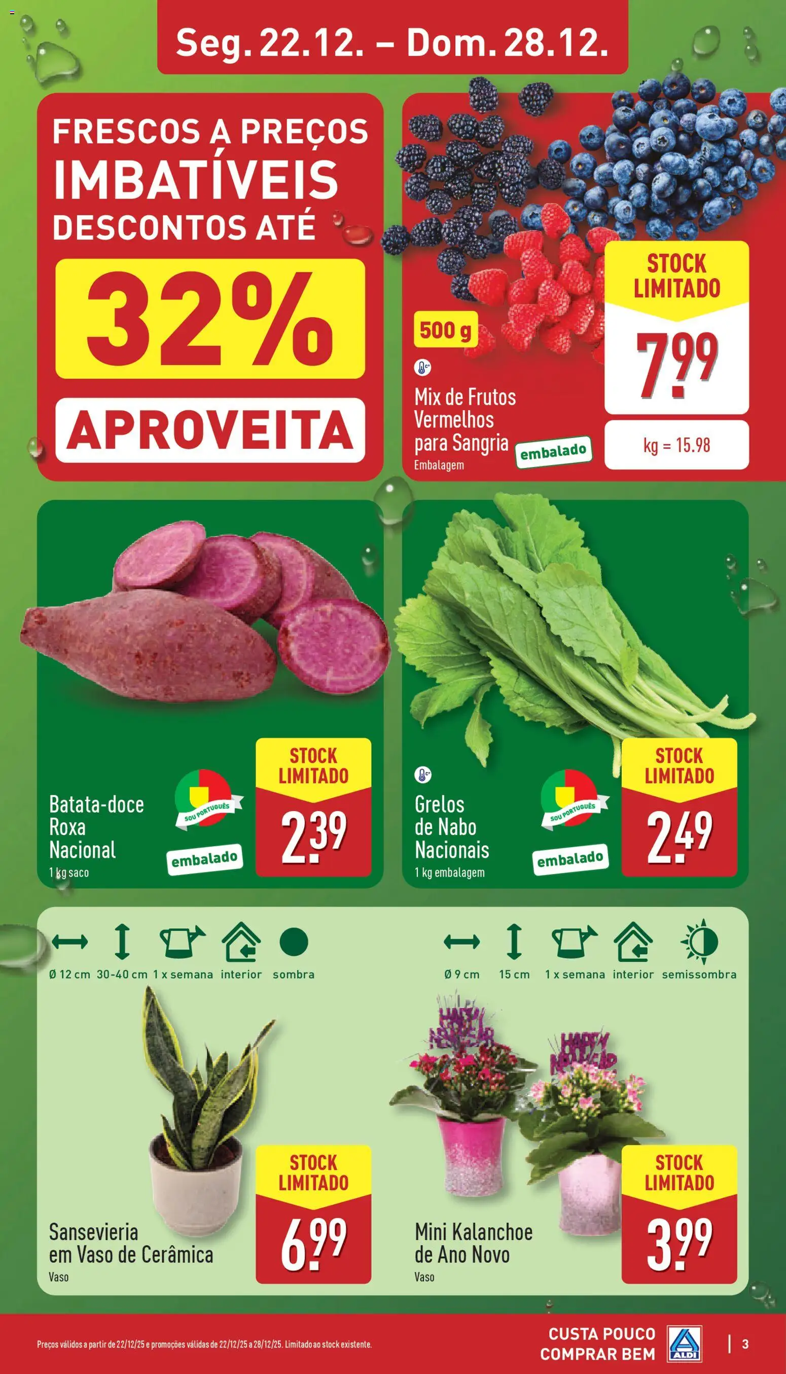 Aldi folheto │ válido de 22.12.2025 | Página: 3 | Produtos: Grelos, Vaso
