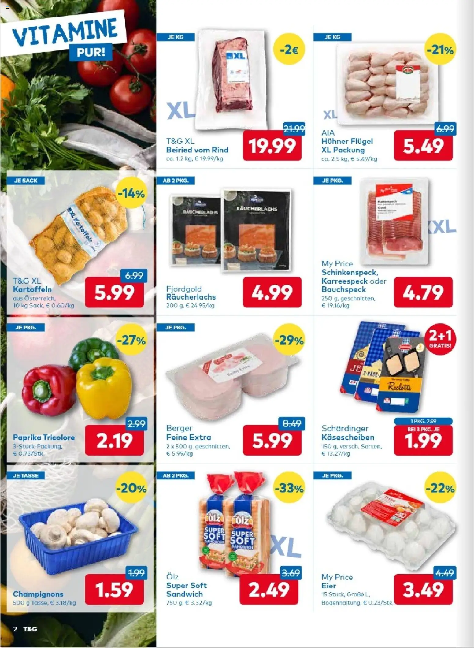 T&G - Tirol gültig ab 18.12.2025 | Seite: 2 | Produkte: Kartoffeln, Eier