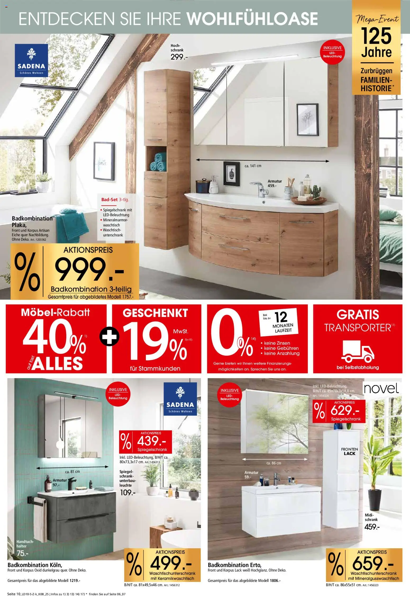 Zurbrüggen Küchen für Ihr Zuhause – gültig ab 08.11.2025 | Seite: 14 | Produkte: Schrank, Spiegel, Armatur, Spiegelschrank