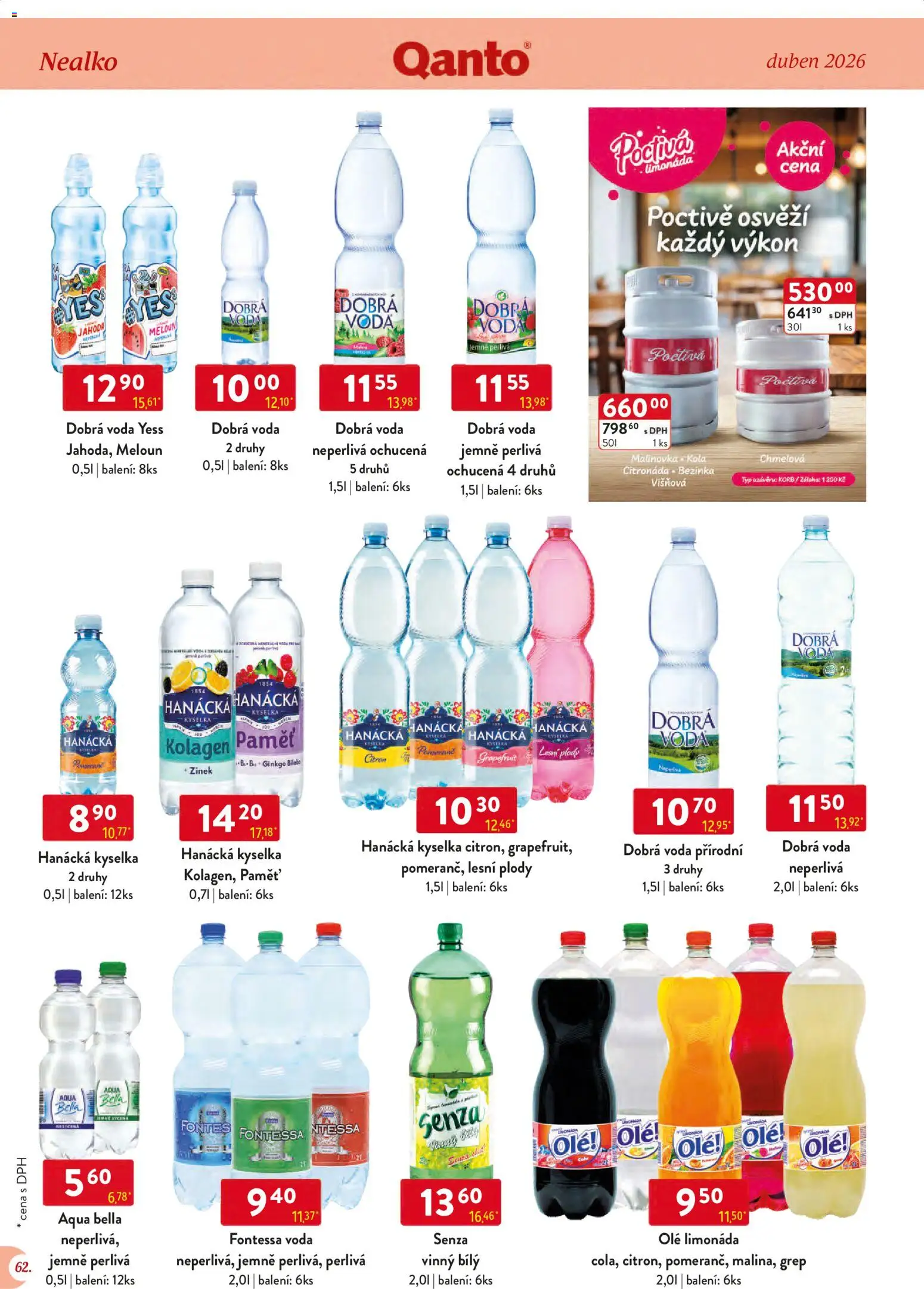 Astur & Qanto leták - Velkoobchod 04/2026 od 01.04.2026 | Strana: 62 | Produkty: Meloun, Hanácká kyselka, Voda, Grep