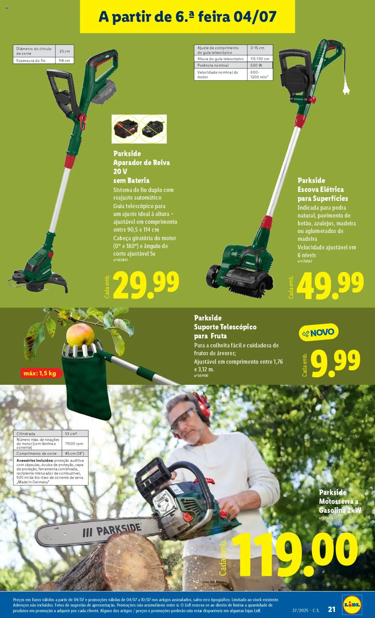 Lidl Novidades │ válido de 30.06.2025 | Página: 21 | Produtos: Óculos, Aparador de relva, Aparador, Bateria