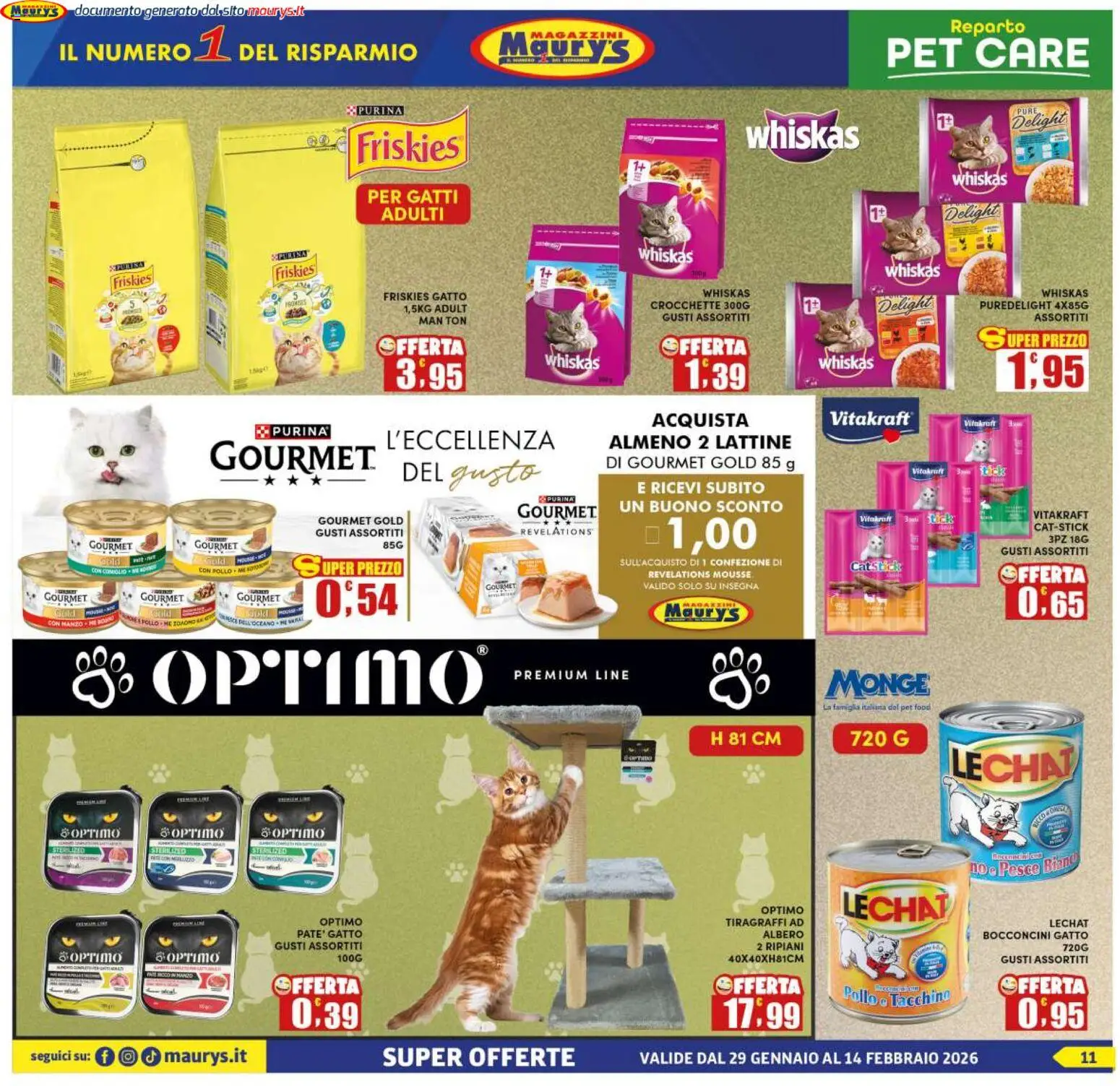 Volantino Maury's del 29.01.2026 | Pagina: 11 | Prodotti: Pollo, Pesce, Tacchino, Crocchette