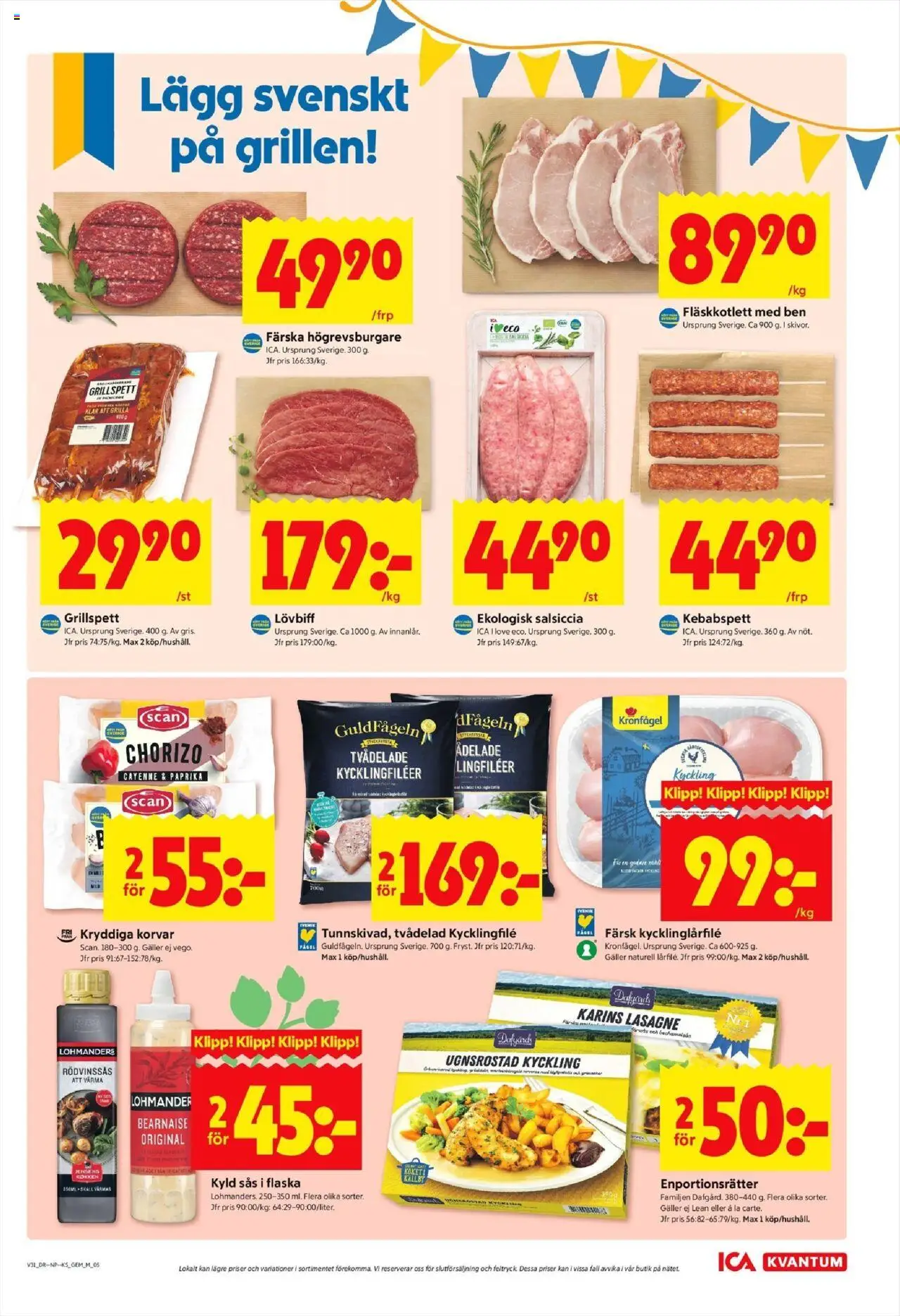 ICA Kvantum reklamblad aktuell från 28.07.2025 | Sida: 5 | Produkter: Grillspett, Kycklingfile, Lövbiff, Chorizo
