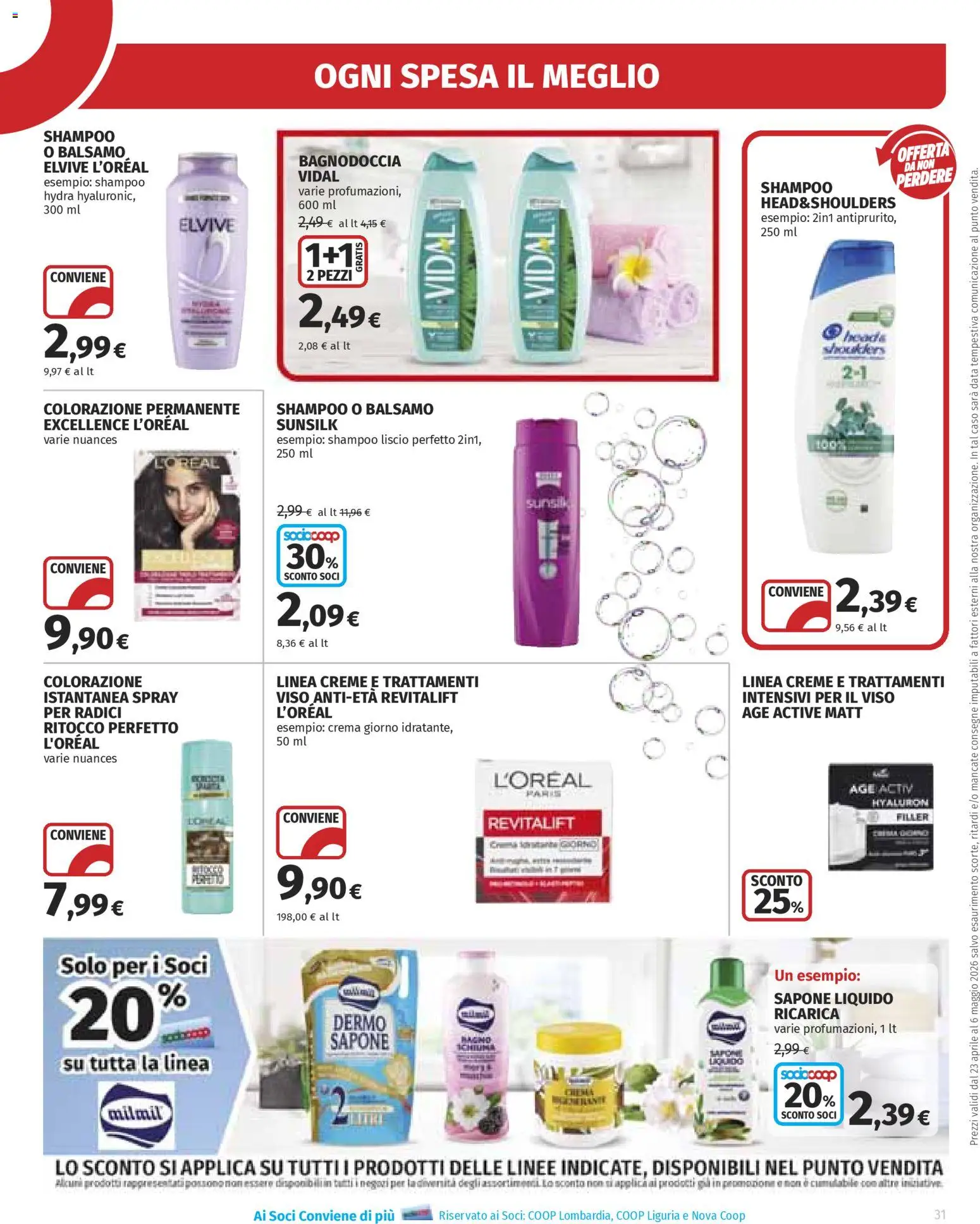 Volantino Ipercoop del 23.04.2026 | Pagina: 31 | Prodotti: Shampoo, Balsamo, Crema, Sapone