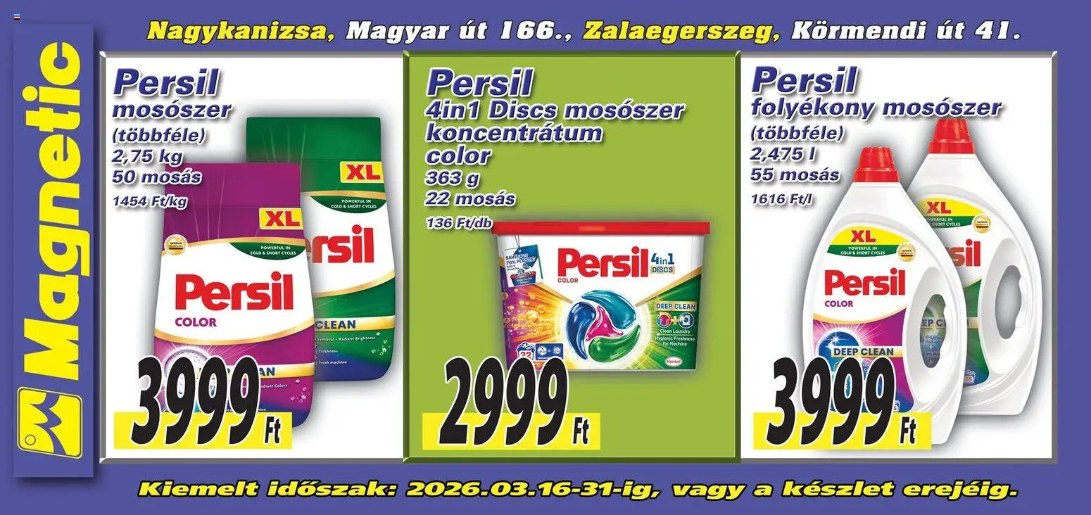 Magnetic akciós ujság - amely érvényes a következő dátumtól: 16.03.2026 | Oldal: 3 | Termékek: Persil, Folyékony mosószer, Mosószer