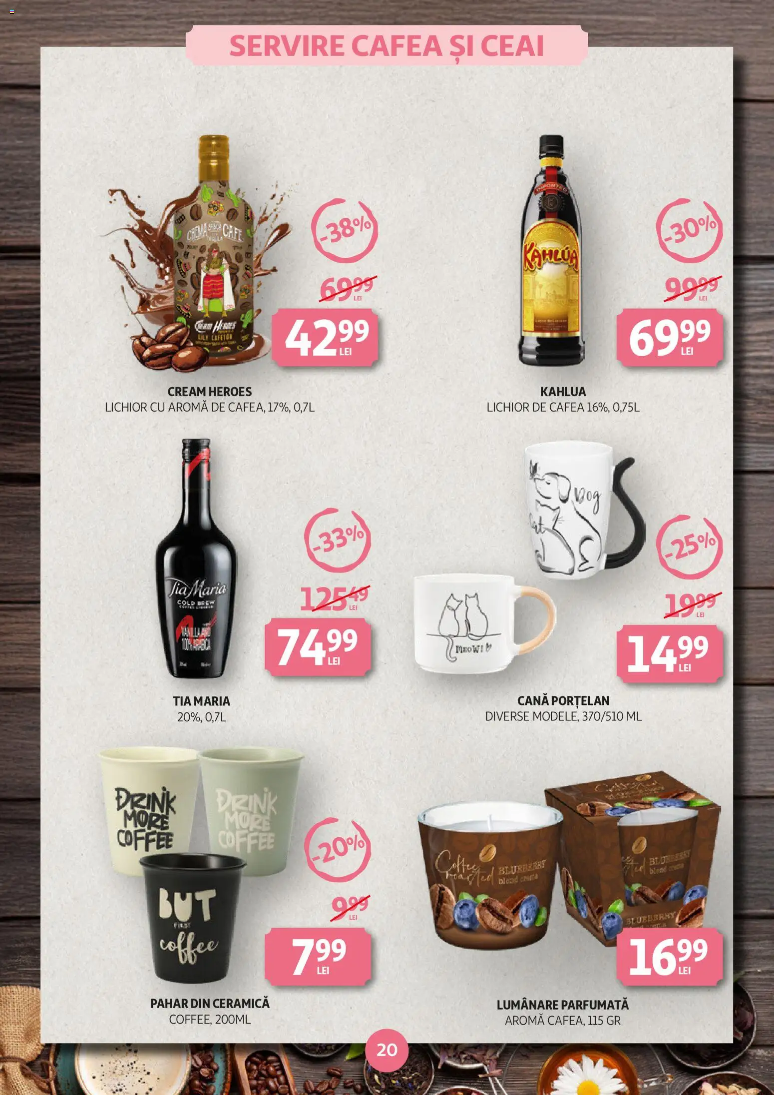 Noul catalog Auchan – valabil de la 14.01.2026 | Pagină: 20 | Produse: Lumânare, Lichior, Cafea, Ceai