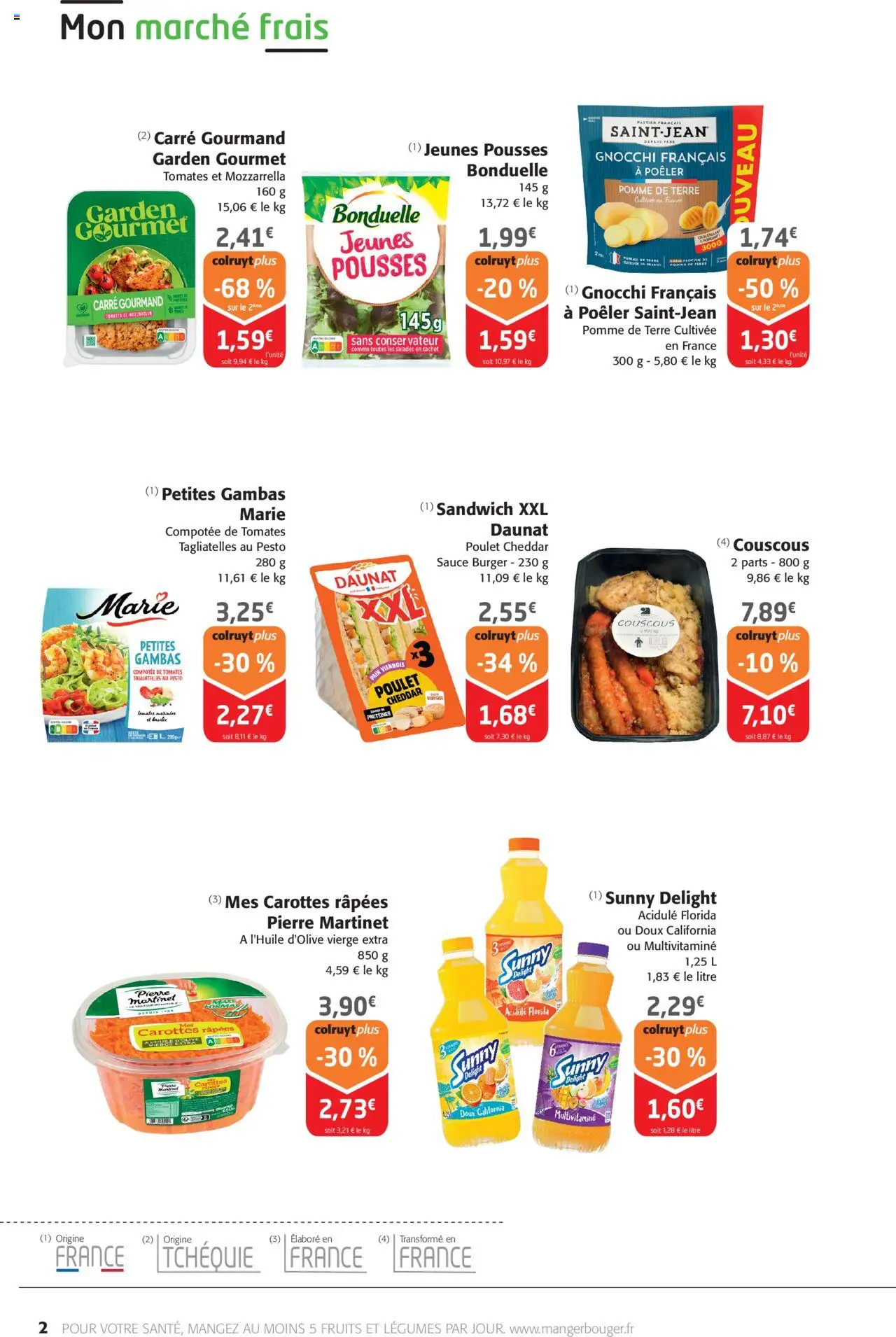  | Page: 2 | Produits: Carottes, Pomme de terre, Sandwich, Pain