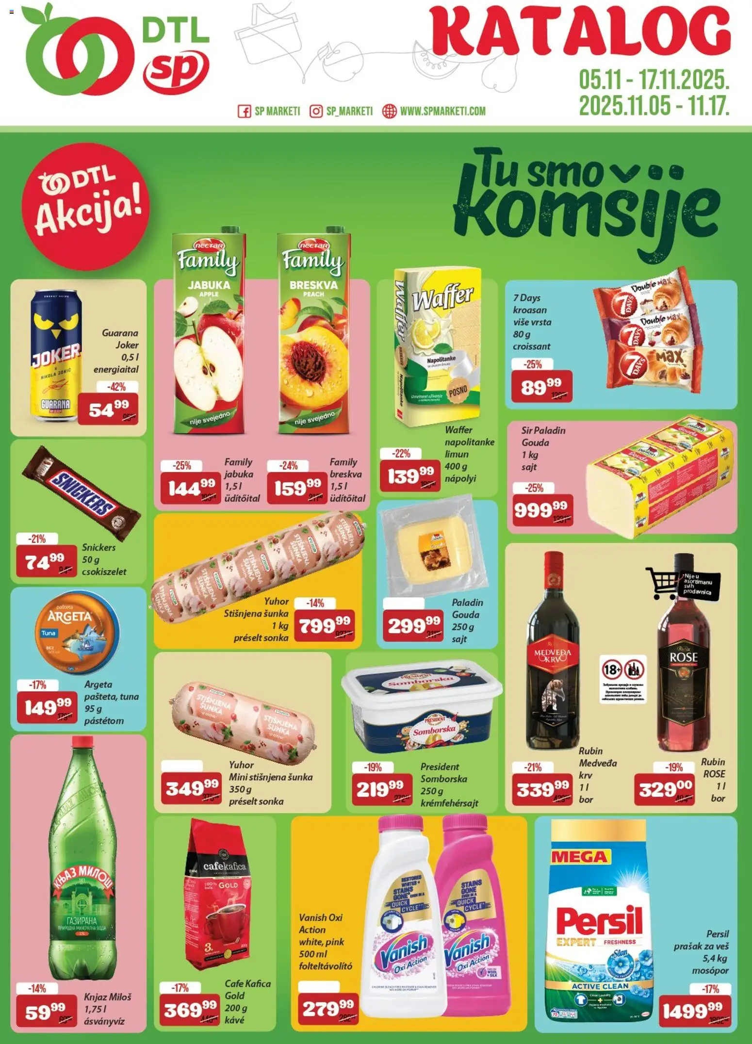 Senta Promet katalog - važi od 05.11.2025 | Strana: 1 | Proizvode: Sir, Napolitanke, Persil, Pašteta