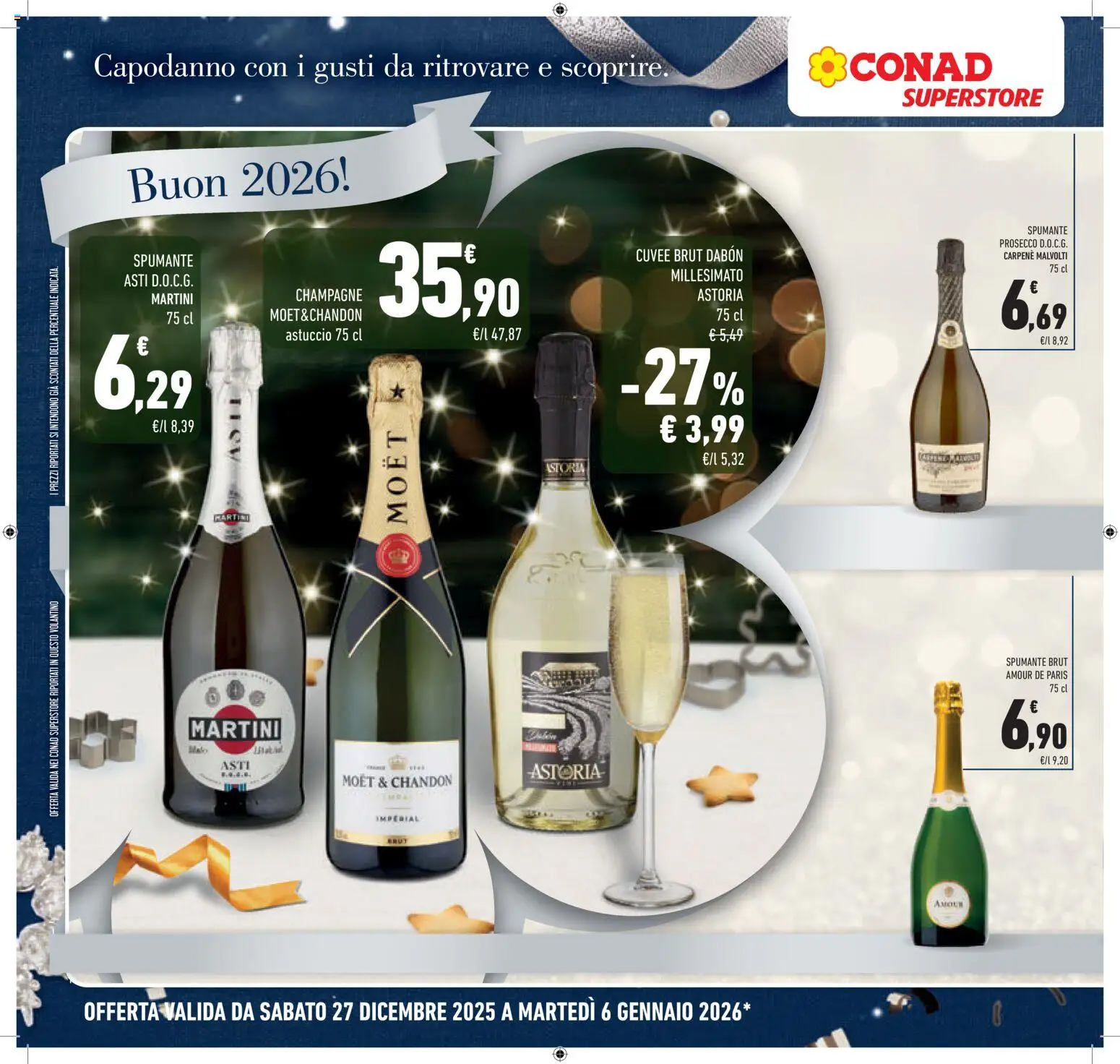 Volantino Conad del 27.12.2025 | Pagina: 20 | Prodotti: Prosecco, Spumante, Champagne, Astuccio