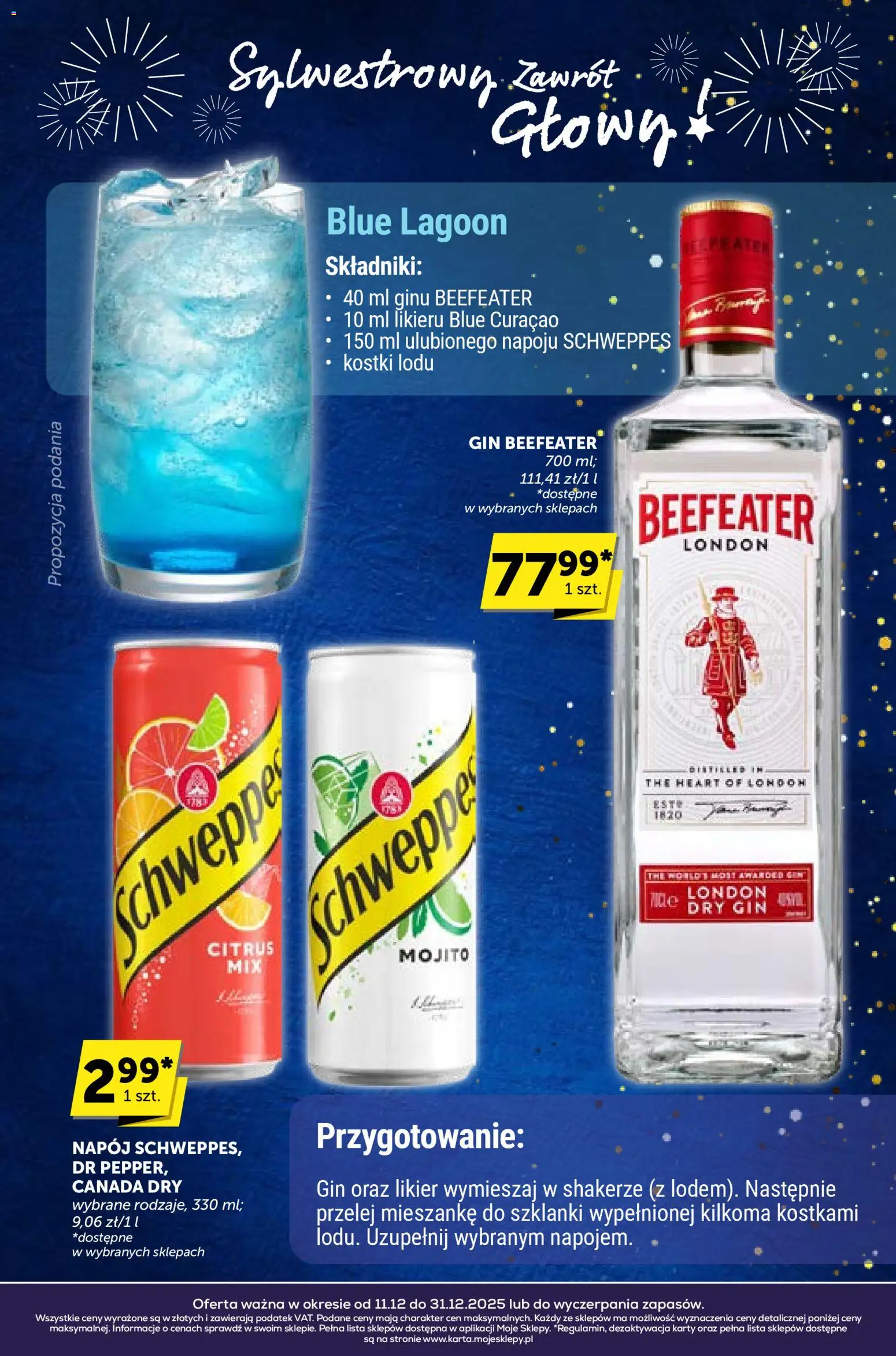 Groszek Gazetka - Sylwestrowy Zawrót Głowy od 11.12.2025 | Strona: 14 | Produkty: Blue curacao, Beefeater, Gin, Szklanki