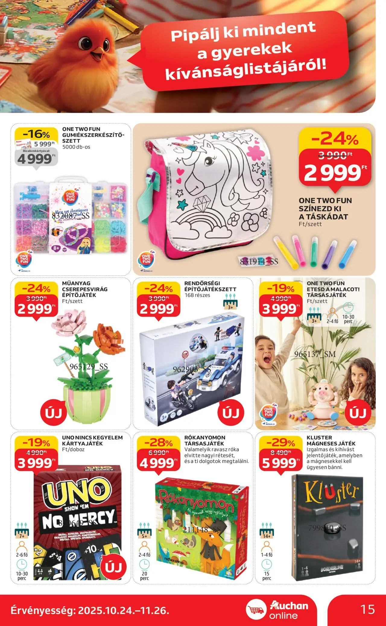 Auchan akciós ujság - amely érvényes a következő dátumtól: 24.10.2025 | Oldal: 15 | Termékek: Játék, Társasjáték