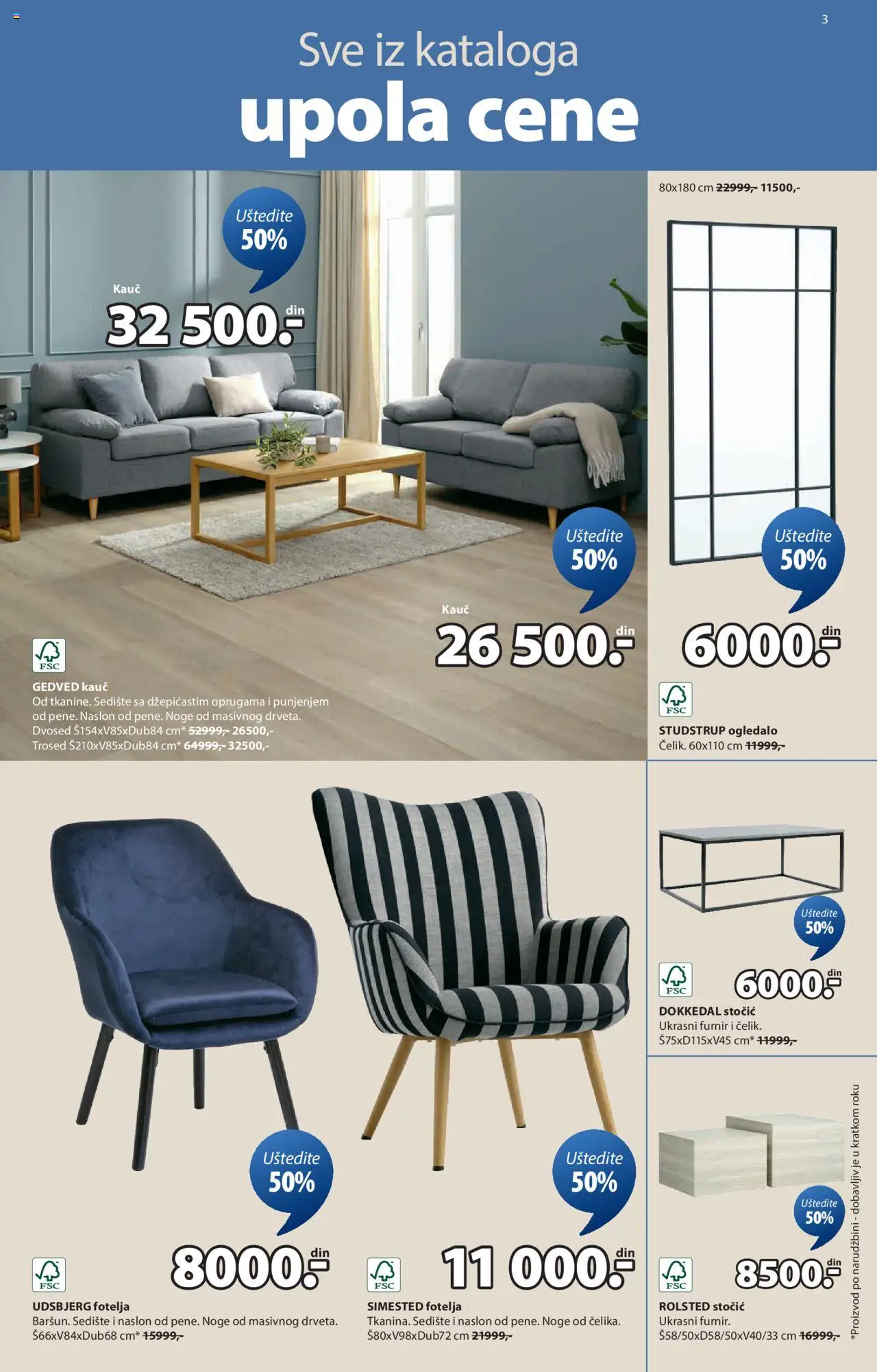 Jysk katalog - važi od 06.08.2025 | Strana: 3 | Proizvode: Fotelja, Ogledalo, Trosed, Dvosed