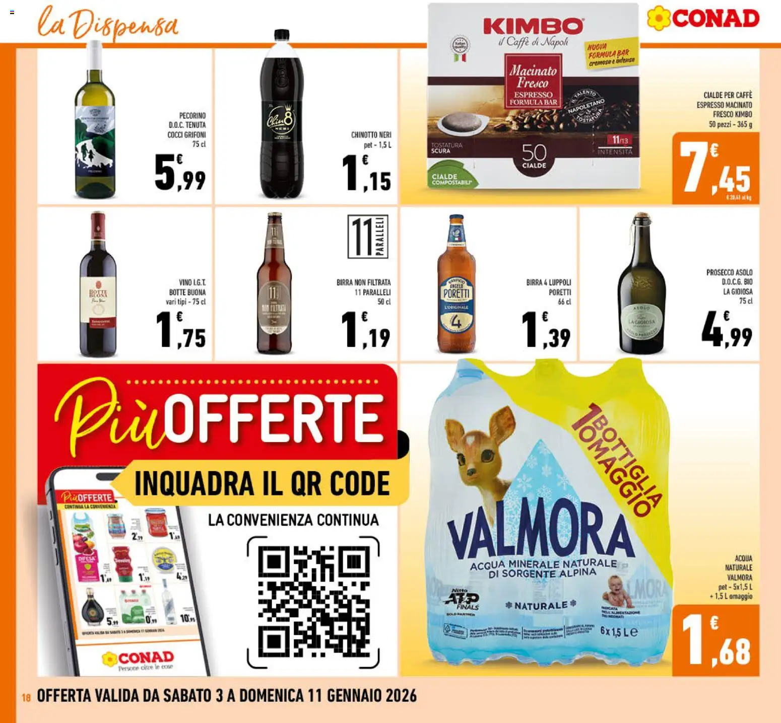 Volantino Conad del 03.01.2026 | Pagina: 18 | Prodotti: Caffè, Chinotto, Acqua, Macinato