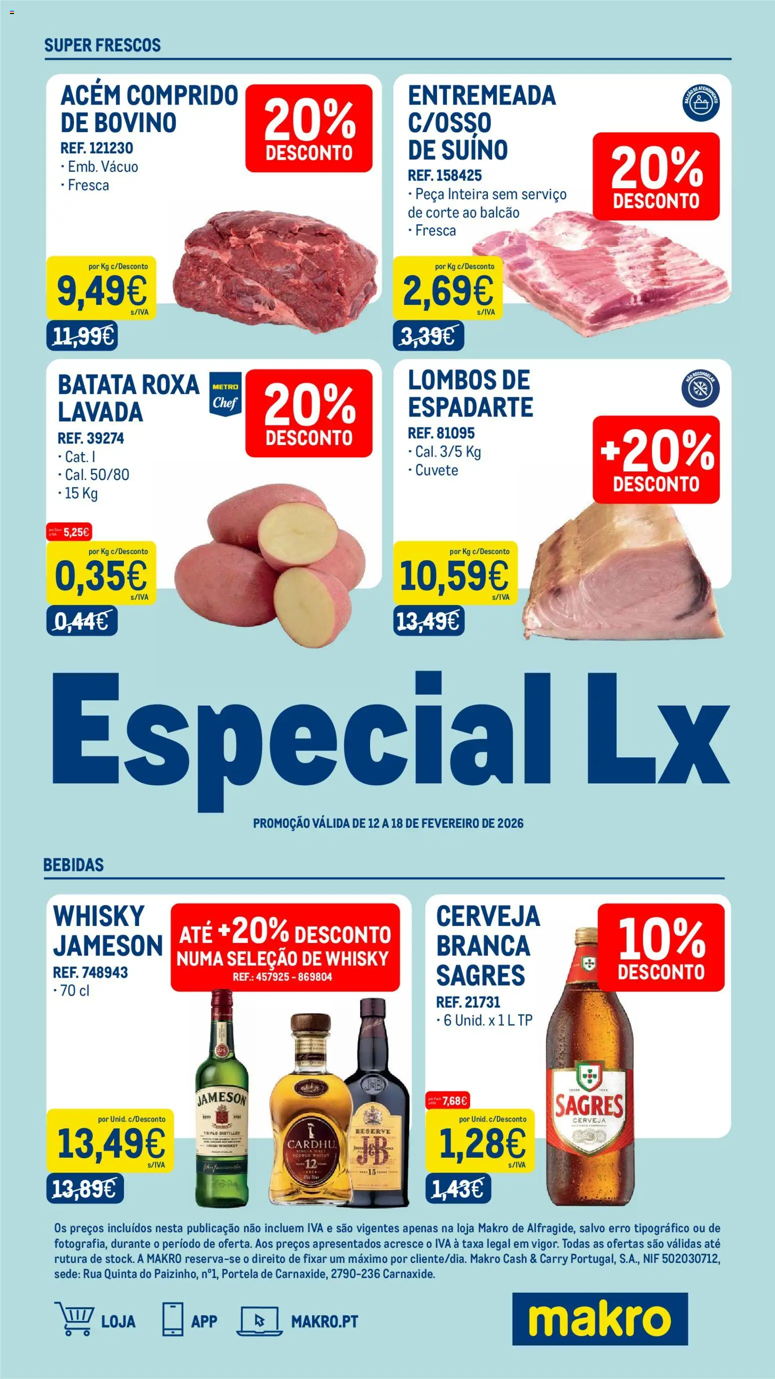 Makro Especial Lx Semana 7 - Exclusivo Loja Alfragide │ válido de 12.02.2026 | Página: 1 | Produtos: Batata, Whisky, Cerveja