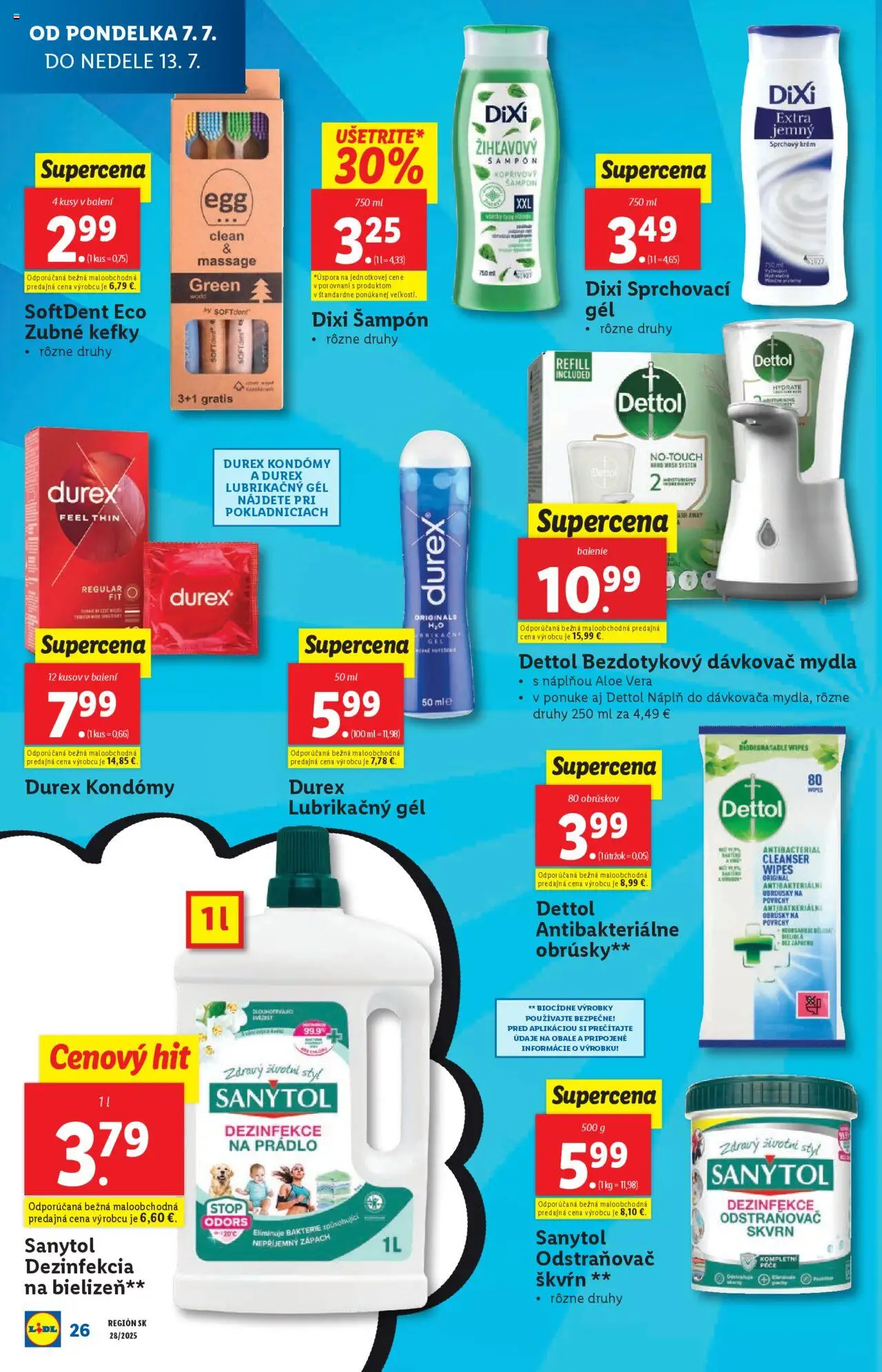 Lidl leták │ platný od 07.07.2025 | Strana: 26 | Produkty: Sanytol, Odstraňovač škvŕn, Krém, Dettol