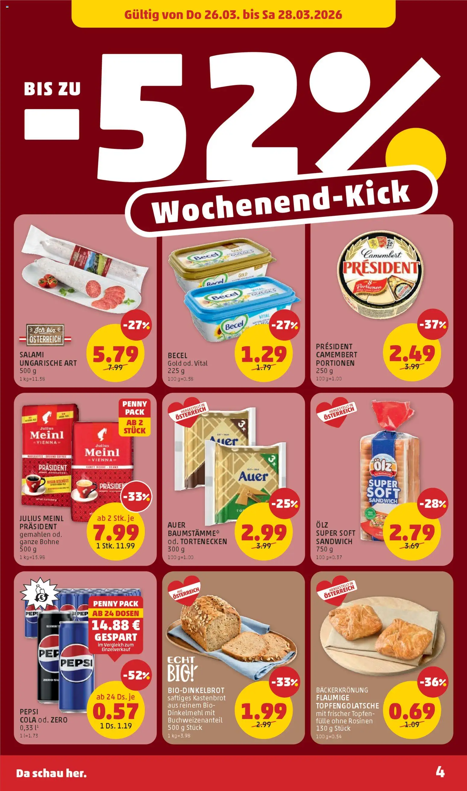 Penny Markt - Flugblatt gültig ab 26.03.2026 | Seite: 4 | Produkte: Rosinen, Salami