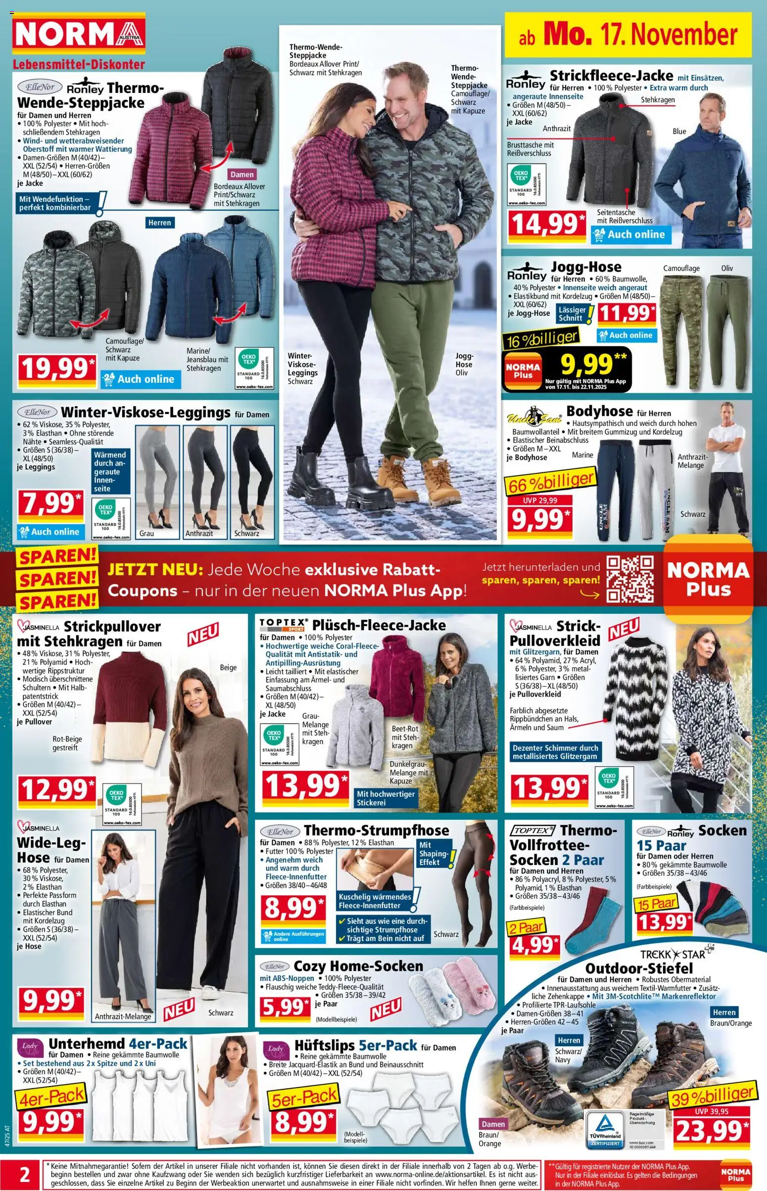 Norma Flugblatt gültig ab 17.11.2025 | Seite: 2 | Produkte: Jacke, Hose, Socken, Strumpfhose