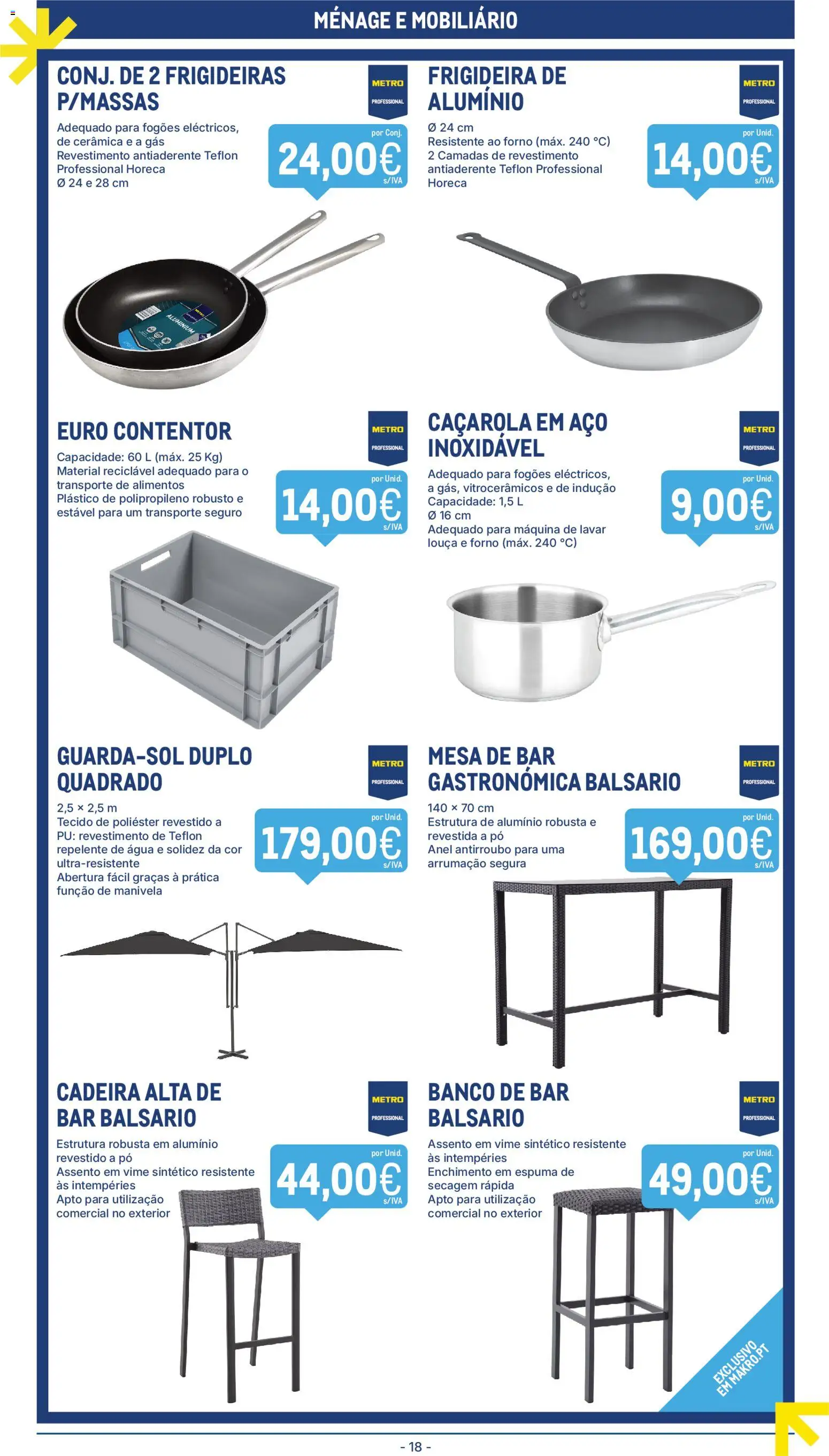 Makro folheto │ válido de 21.04.2026 | Página: 18 | Produtos: Forno, Máquina de lavar, Banco, Cadeira