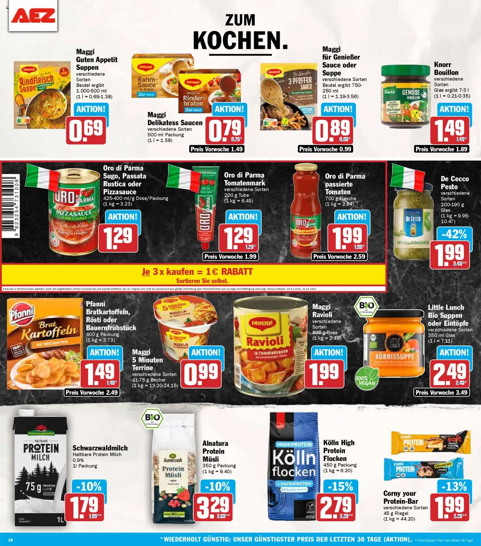 AEZ Prospekt 	 – gültig ab 05.01.2026 | Seite: 10 | Produkte: Musli, Maggi, Oro di parma, Flocken