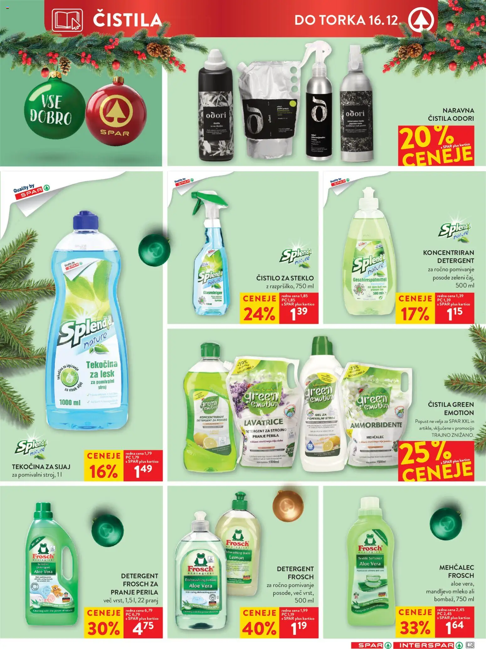 Novi Spar katalog ponudbe – veljaven od 10.12.2025 | Stran: 26 | Izdelki: Mehčalec, Čistilo za steklo, Mleko, Detergent